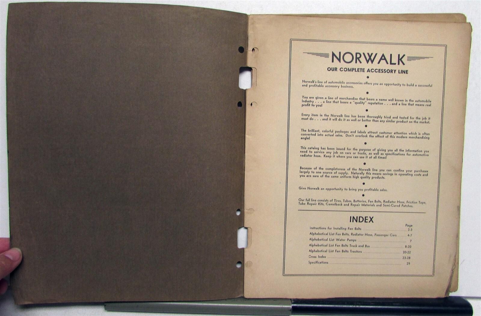 1940s Norwalk Fan Belts Radiator Hose Ordering Codes Pricing Specs Sale Catalog