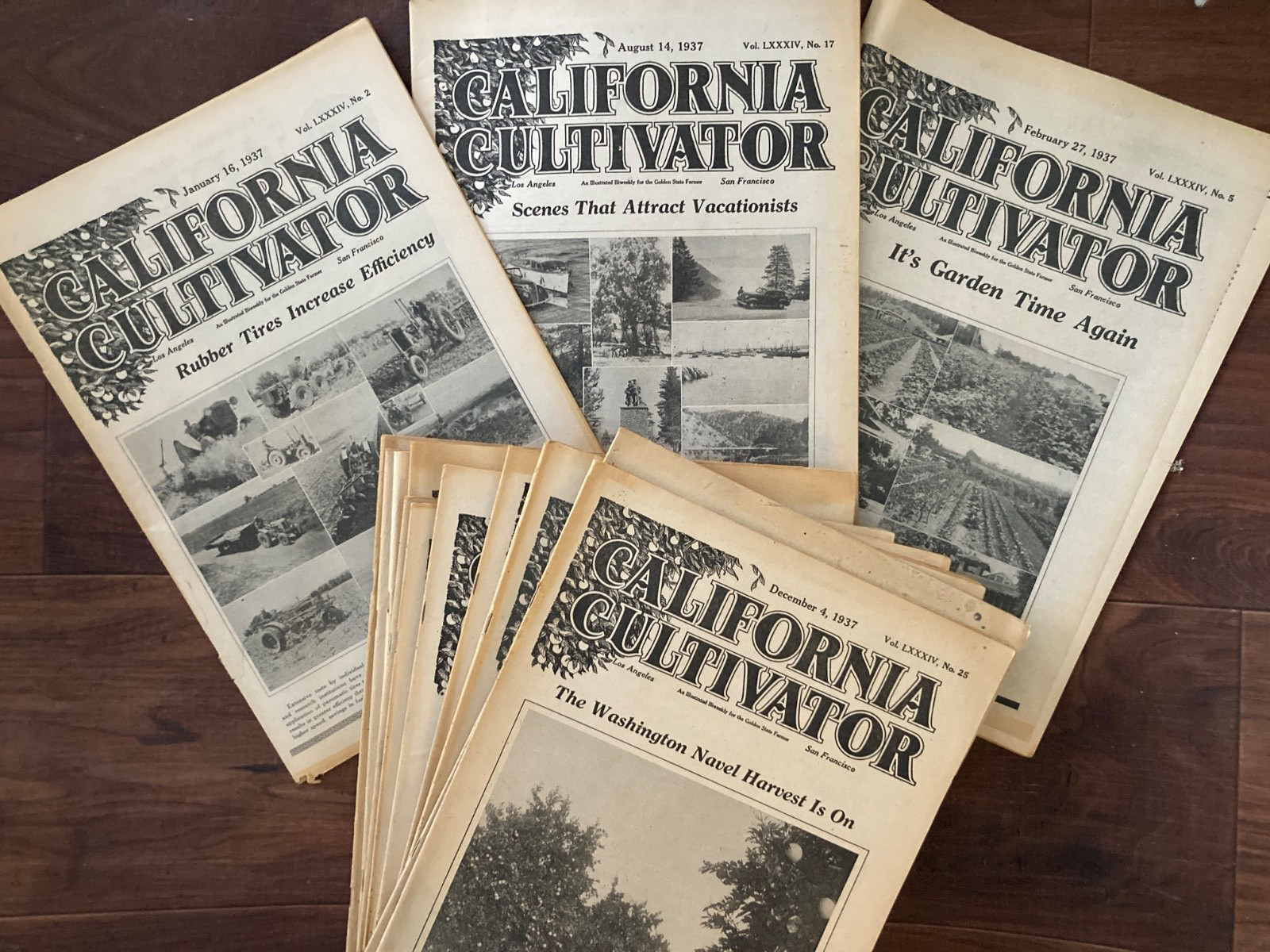 California Cultivator Agricultural Newspaper 1937 Biweekly Lot of 15 VHTF