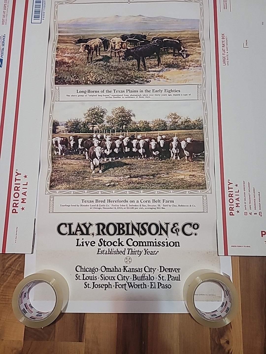 Clay,Robinson & Co Livestock Comm Ad 30yrs Beef And Breeding 18×40 Unframe Copy