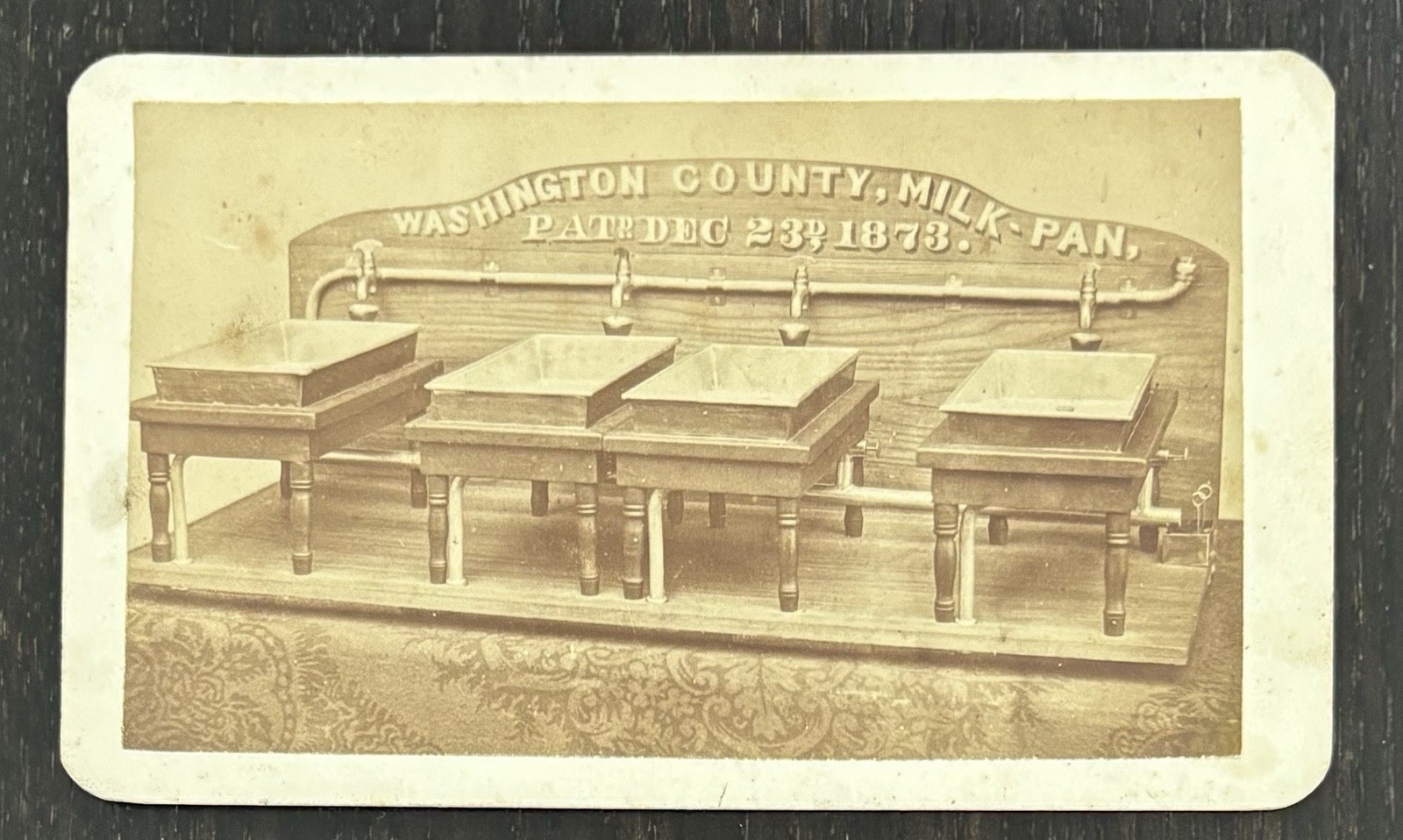 WASHINGTON COUNTY MILK PAN ORIGINAL CDV PHOTO – DEC. 23, 1873 PATENT