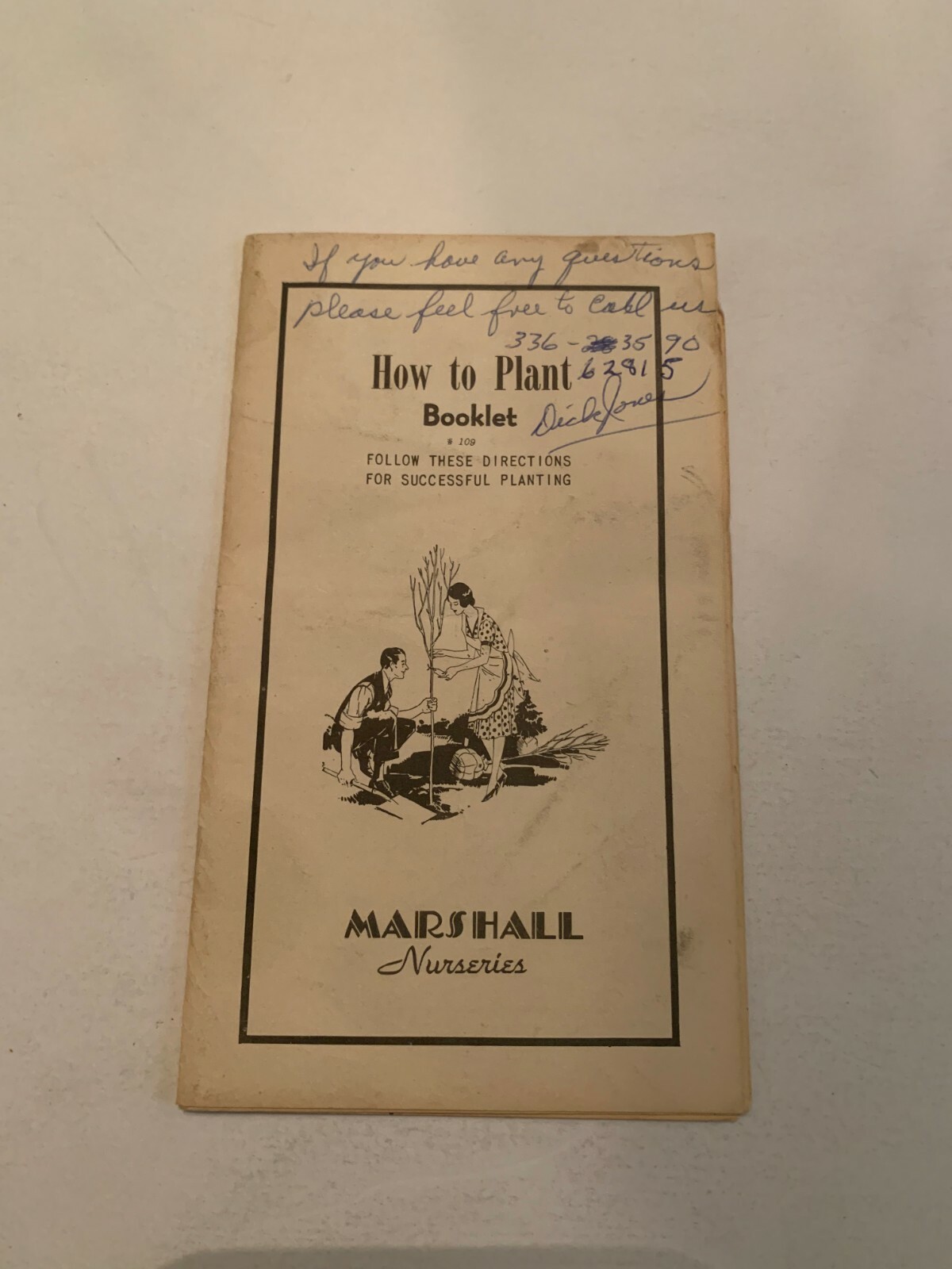 Vintage 1940-1950 Marshall Nurseries How To Plant Booklet