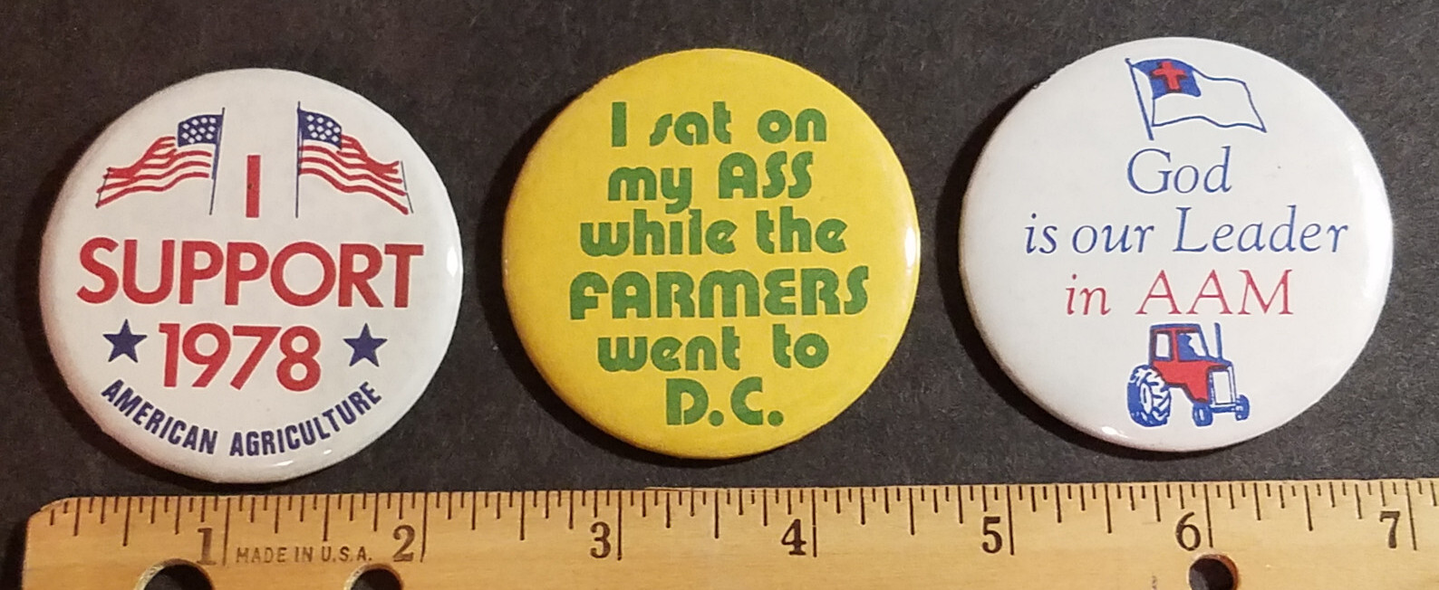 AAM, American Agriculture Movement, 3 Pinback Buttons