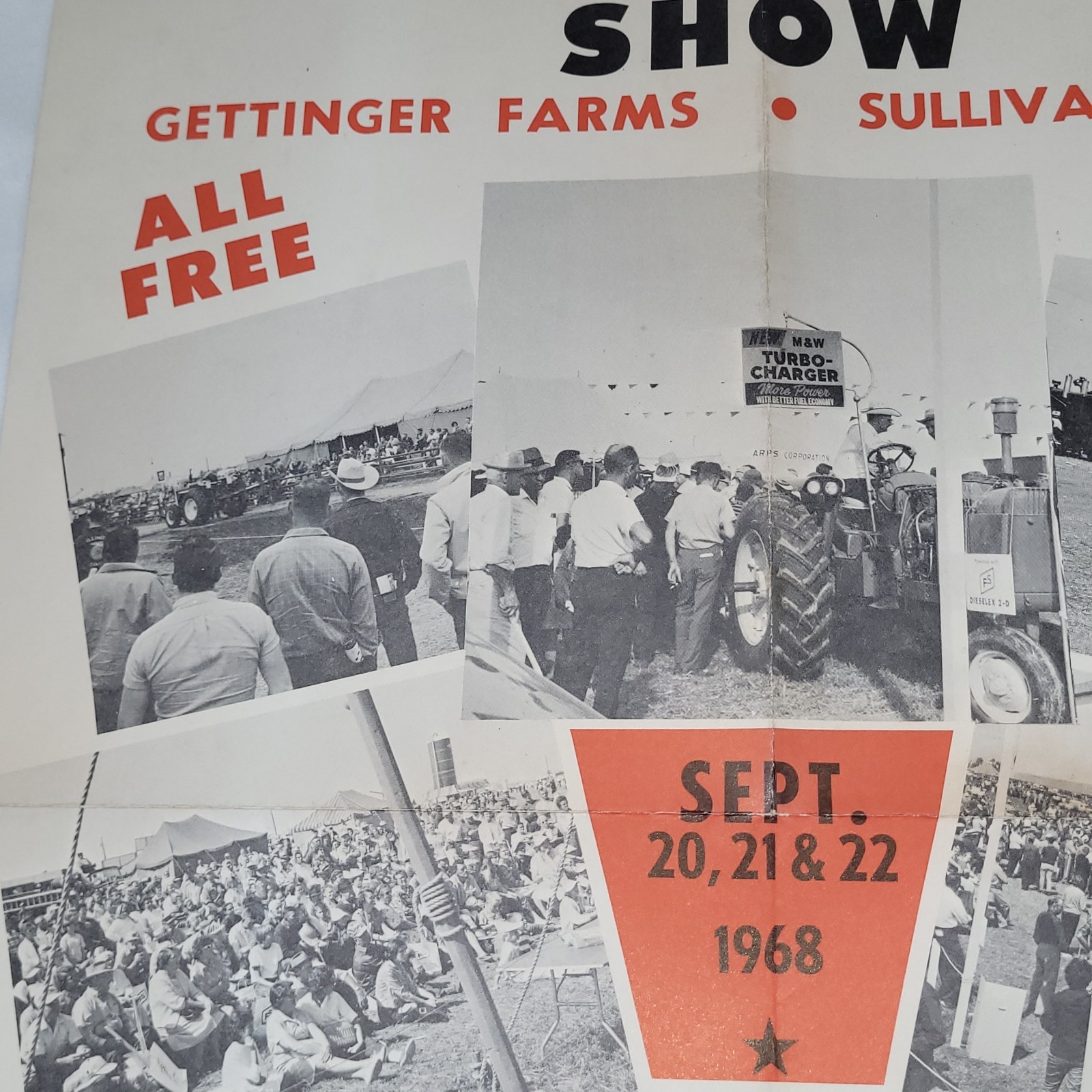 RARE 1968 Farm Power 14 Annual Show Gettinger Farms Sullivan IN. Poster