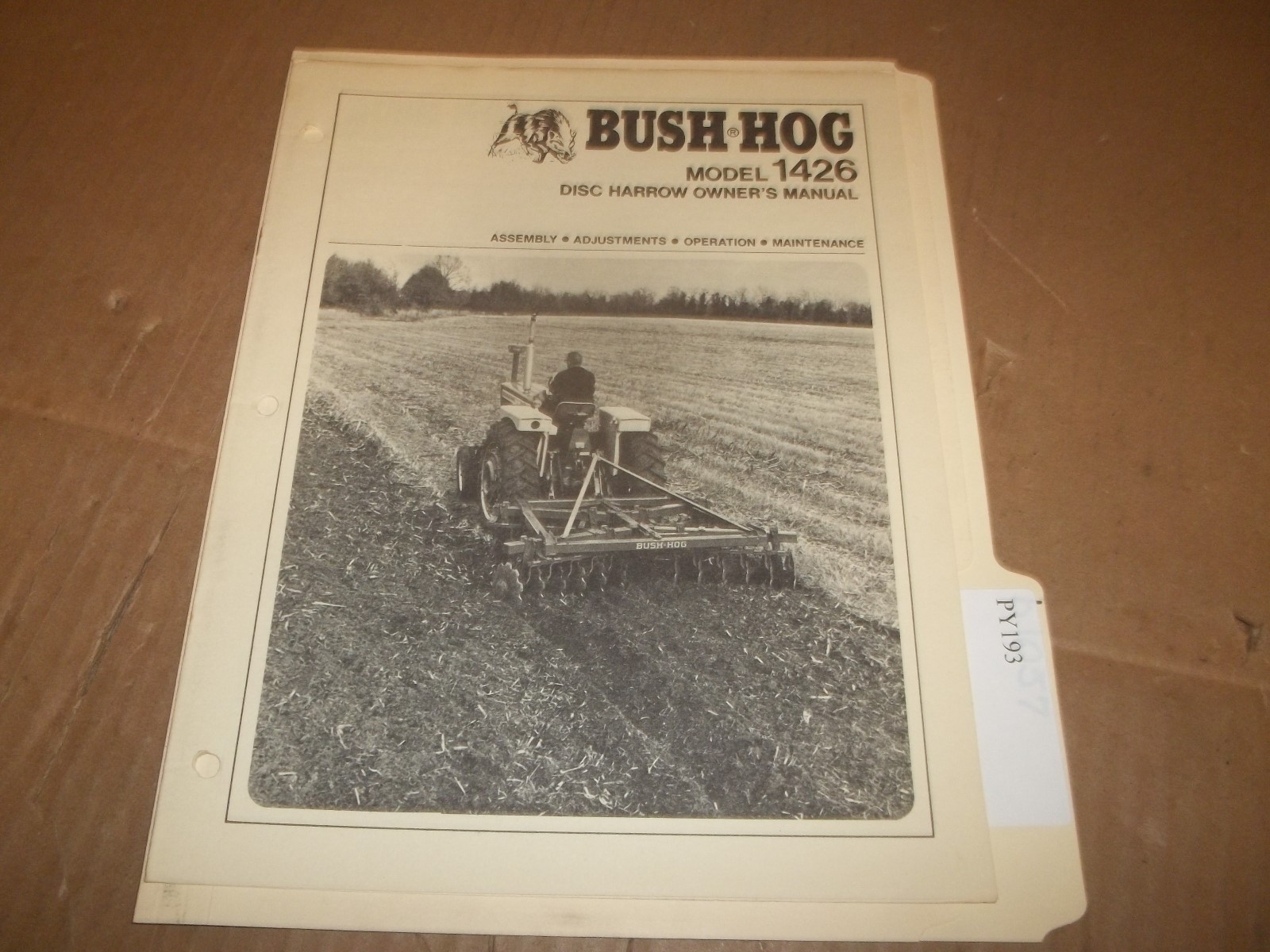 PY193) Bush Hog Operator Manual 1426 Disc Harrow