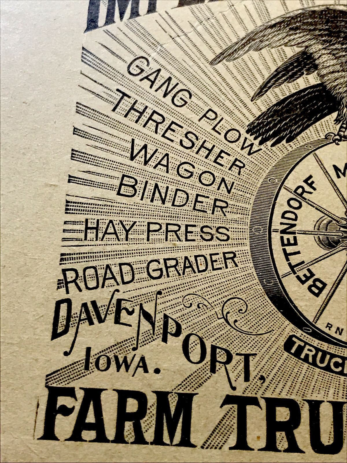1897 Bettendorf Implement Farm Wheels Advertising – Davenport IA Springfield OH
