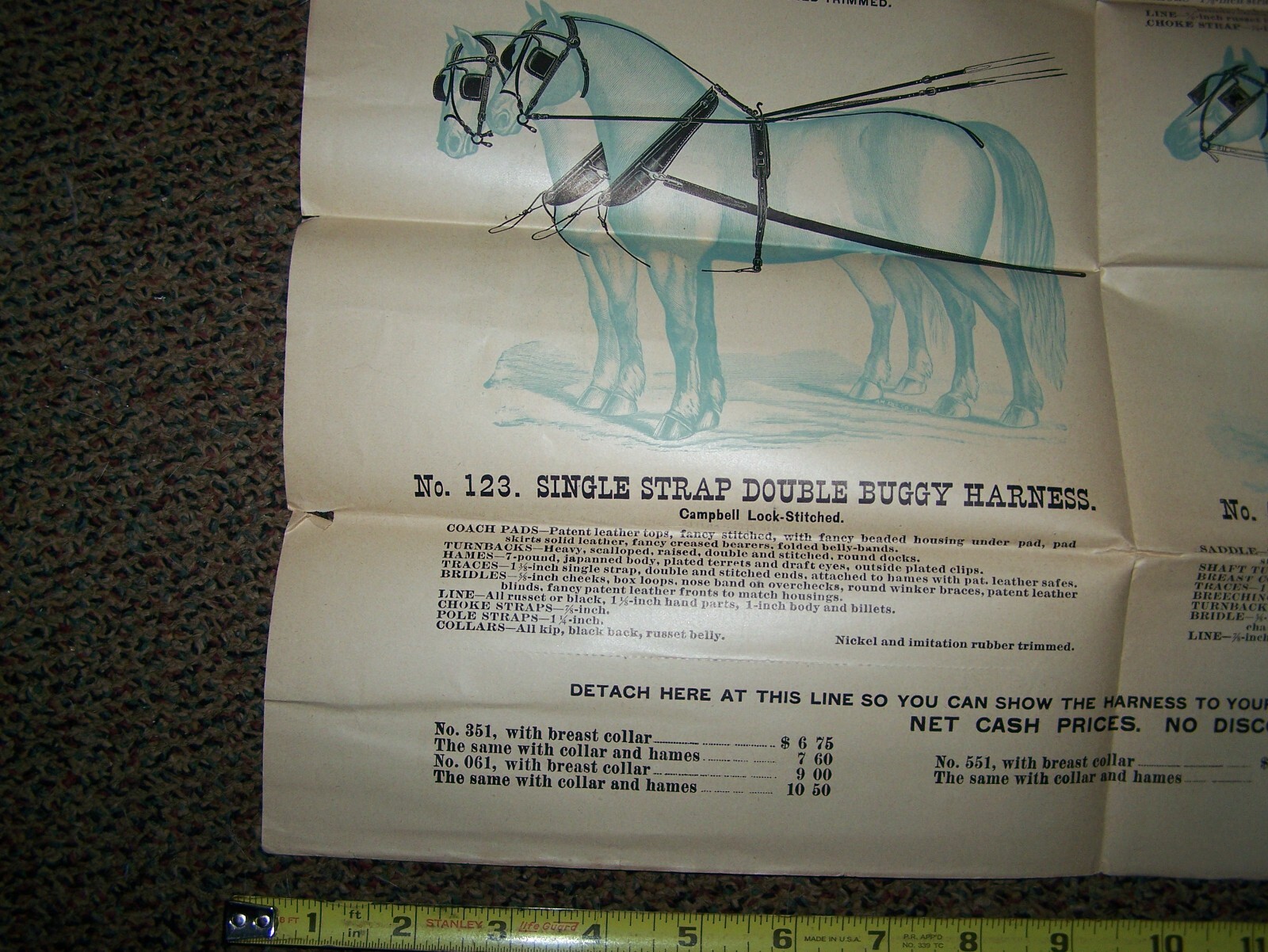 BANNER HARNESS Horse Farm Implement Sales POSTER Horse Drawn Implement Buggy WOW