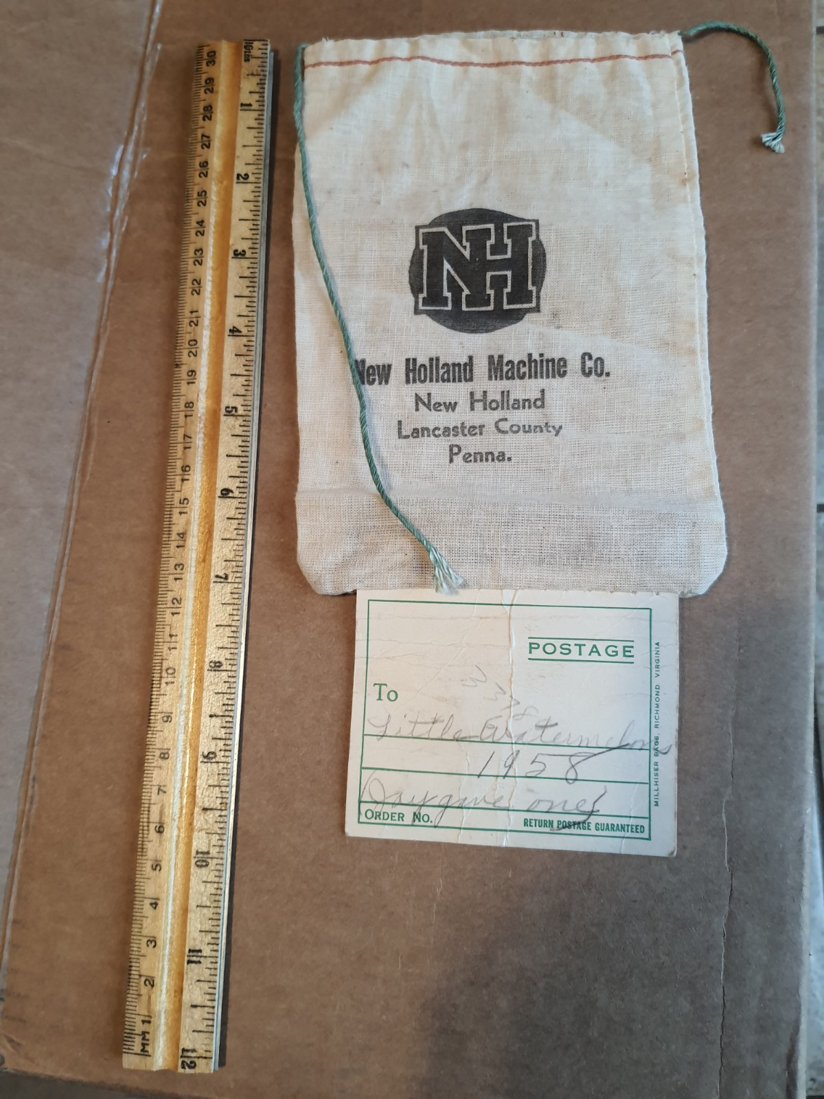 Vintage Cloth Mail bag, NH New Holland Machine Co, Lancaster Co, PA – VGC