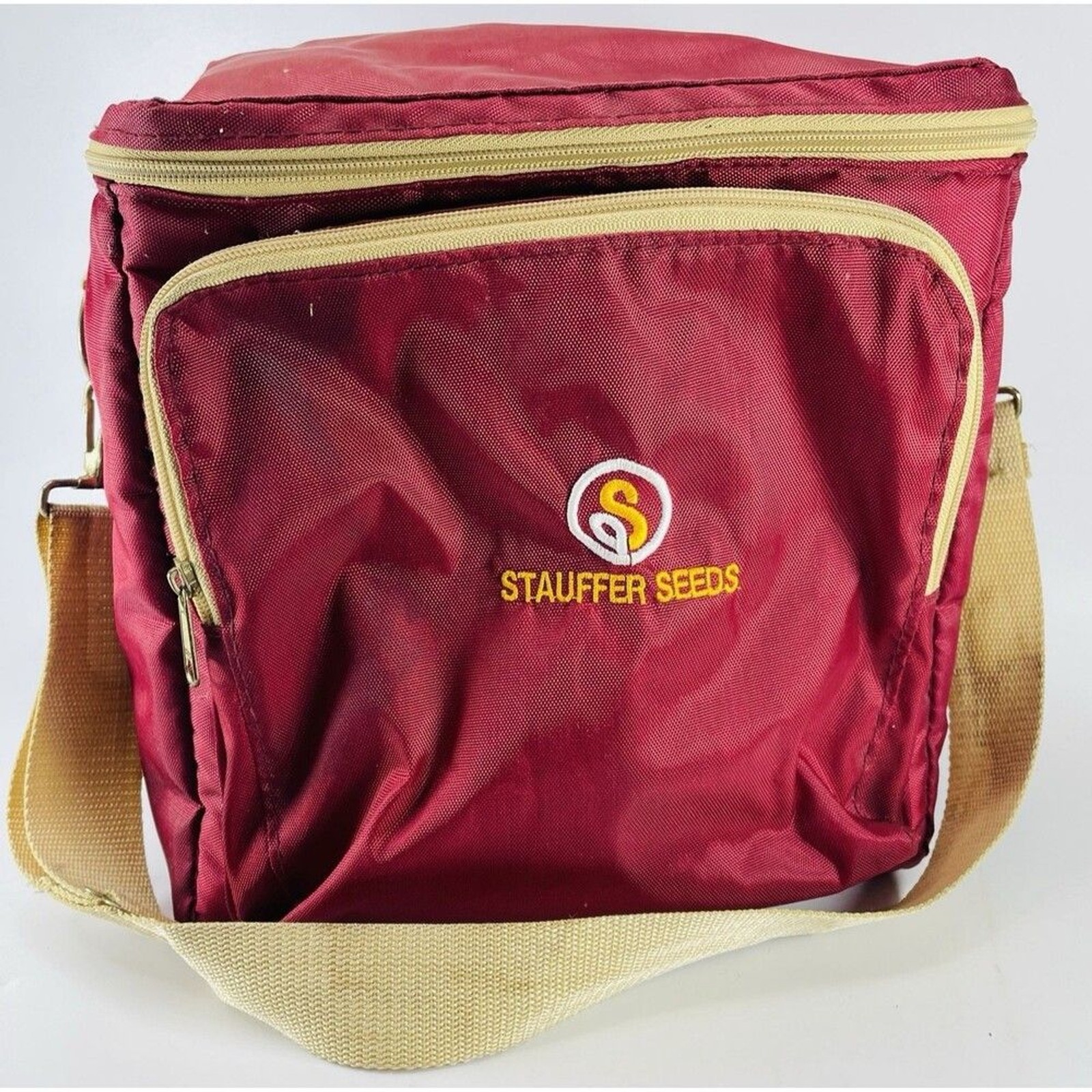 Vintage Stauffer Seeds Insulated Red Lunchbox Lunch Cooler Shoulder Bag