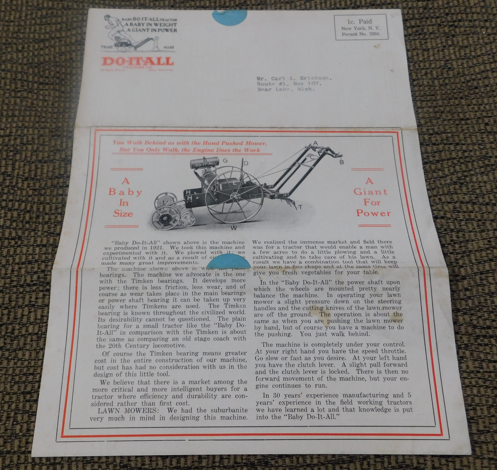 1920&rsquo;s Do-It-All Tractor Brochure Pamphlet *Very RARE*