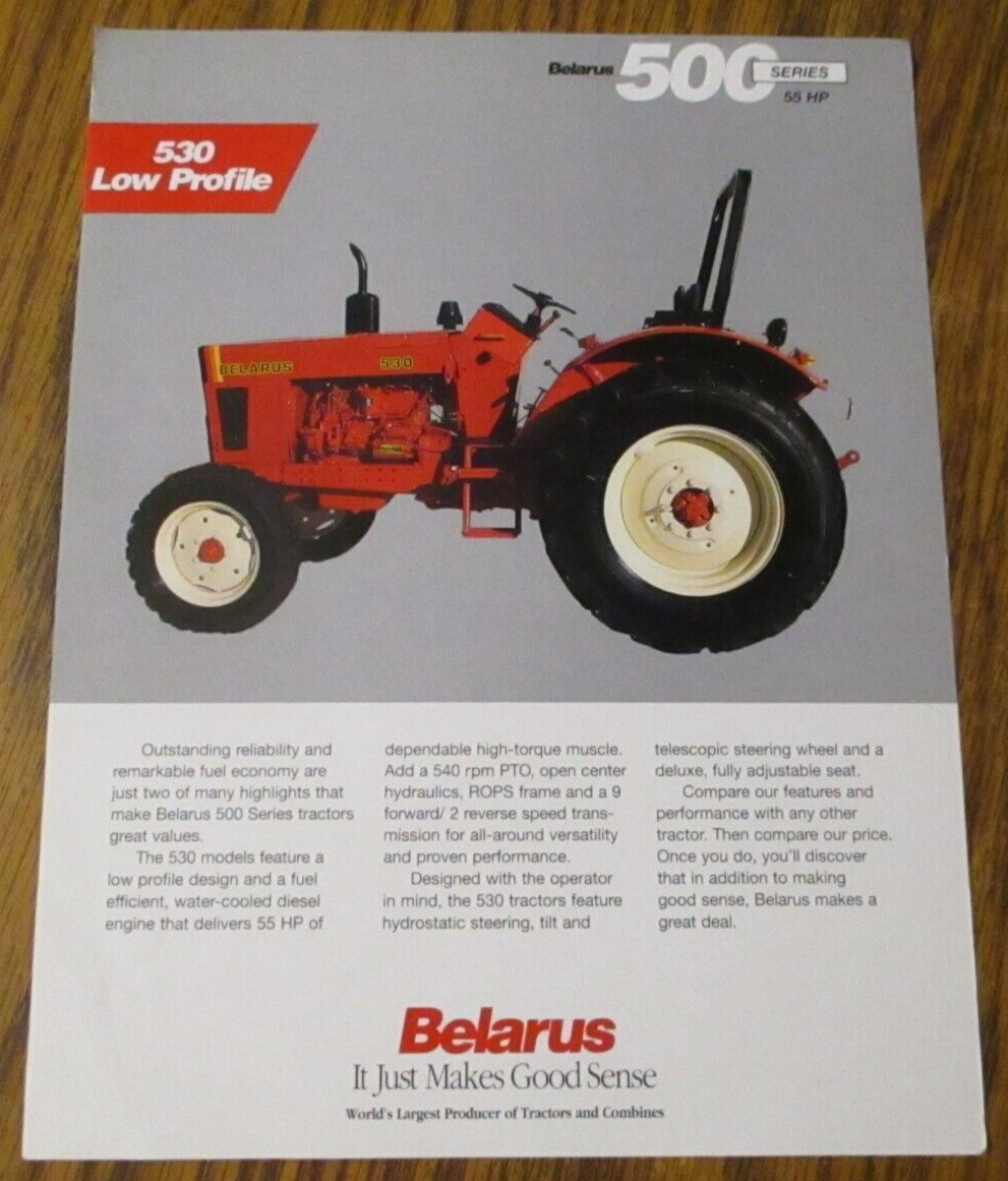 Belarus 500 Series 530 Low Profile Tractor Spec Sheet Sales Literature Brochure