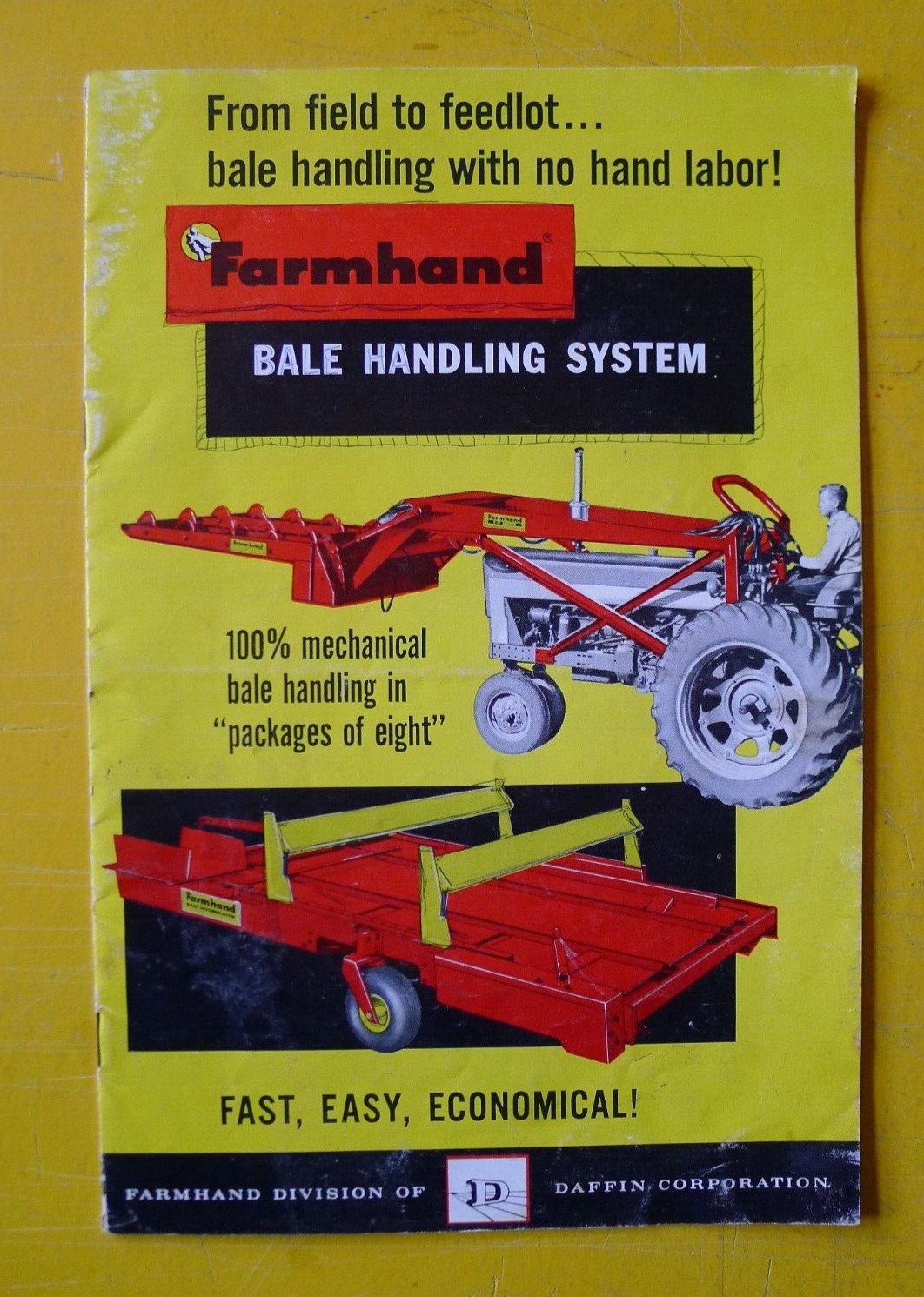 Vintage Daffin FARMHAND Bale Handling System BROCHURE Pamphlet 1960s