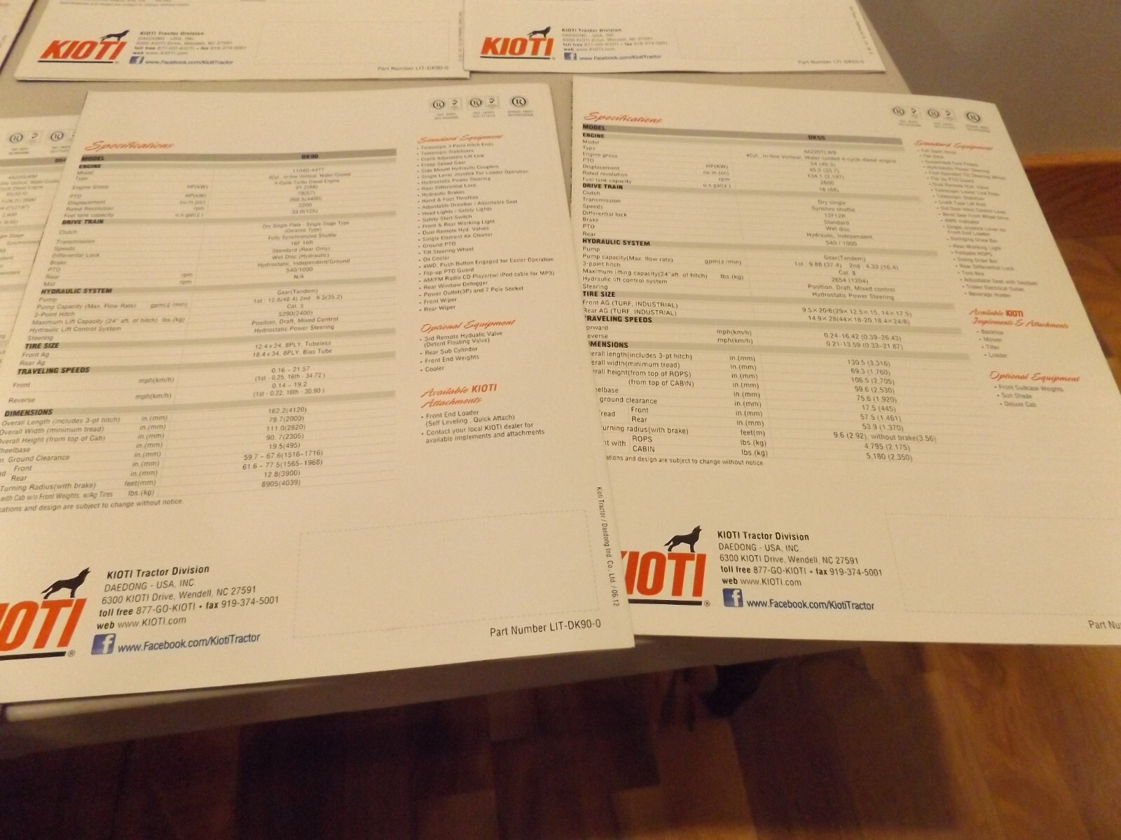 7-pc. KIOTI COMPACT & UTILITY TRACTORS, 2012