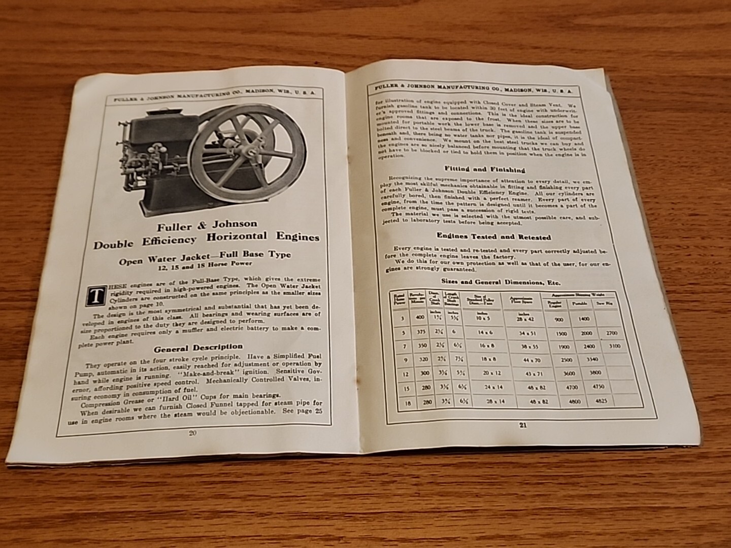 Fuller Johnson Double Efficiency Gasoline Engines Madison WI