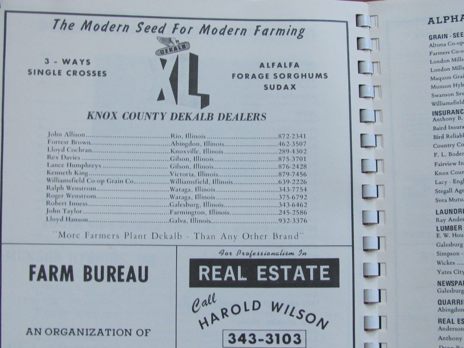 1973 KNOX COUNTY ILLINOIS FARM PLAT BOOK DIRECTORY & SOIL MAP FARM BUREAU