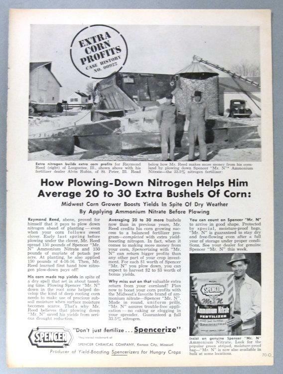 Original 1962 Fertilizer Ad Photo Endorsed by Raymond Reed Loogootee Illinois