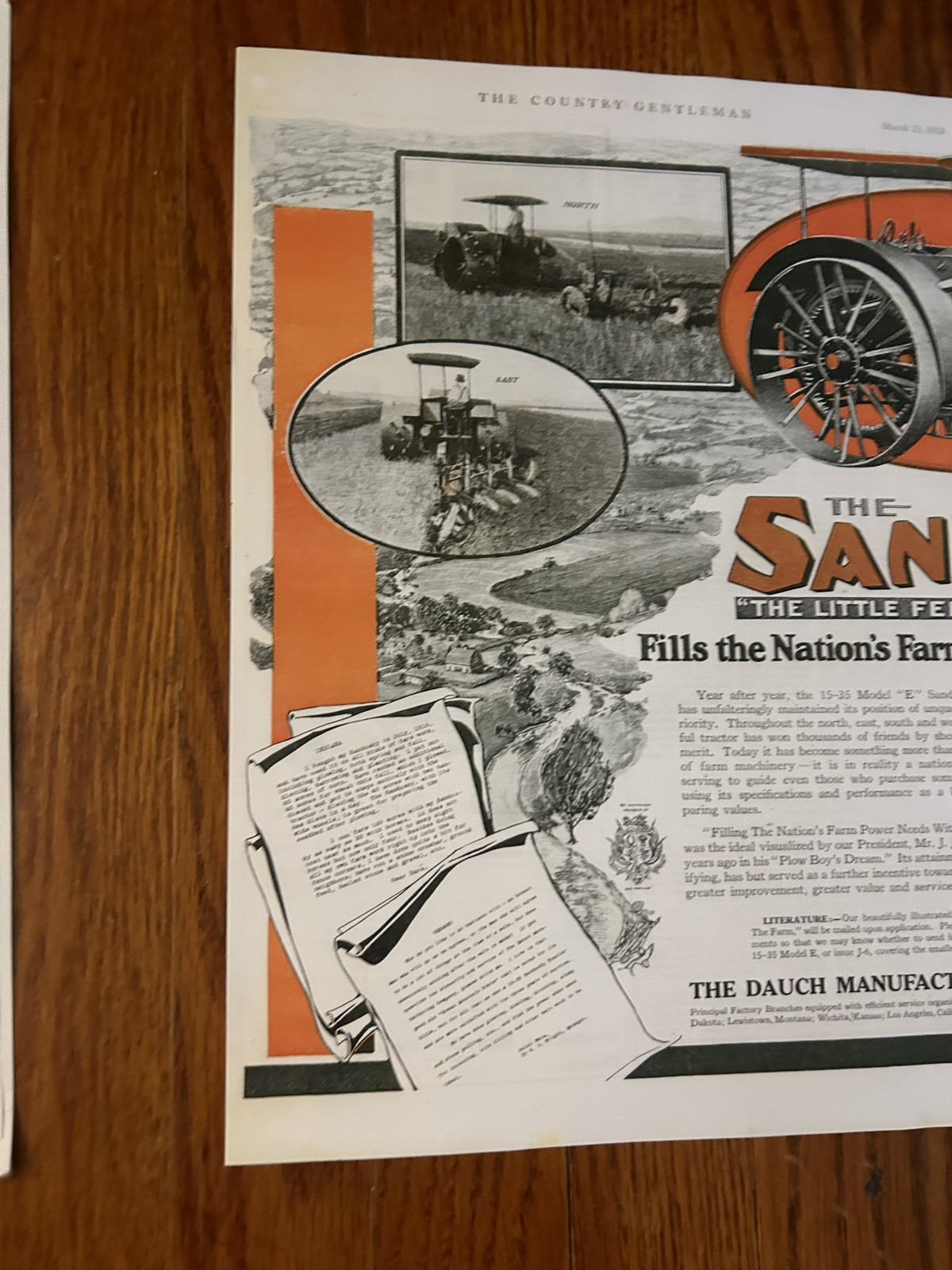 Vintage Advertisement 3x Sandusky Tractor “the Little Fellow With The Big Pull”