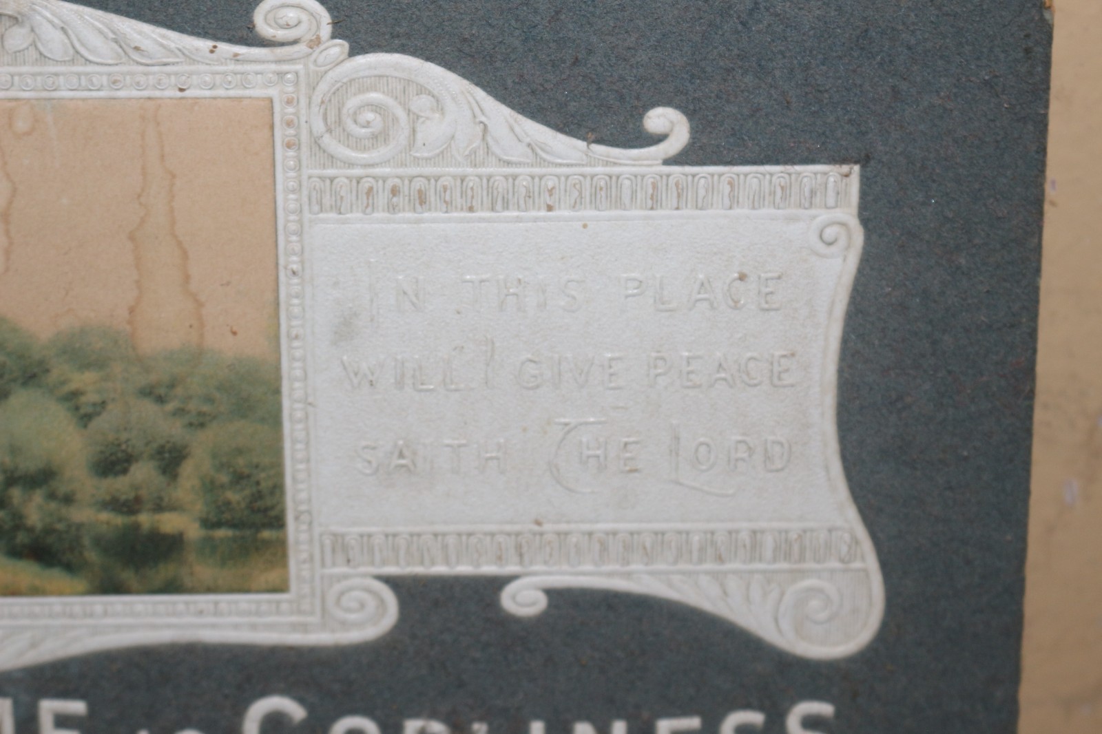 Vintage c.1900 Home Blessings Christian Religious 13&Prime;x10&Prime; Real Farm Photo Sign