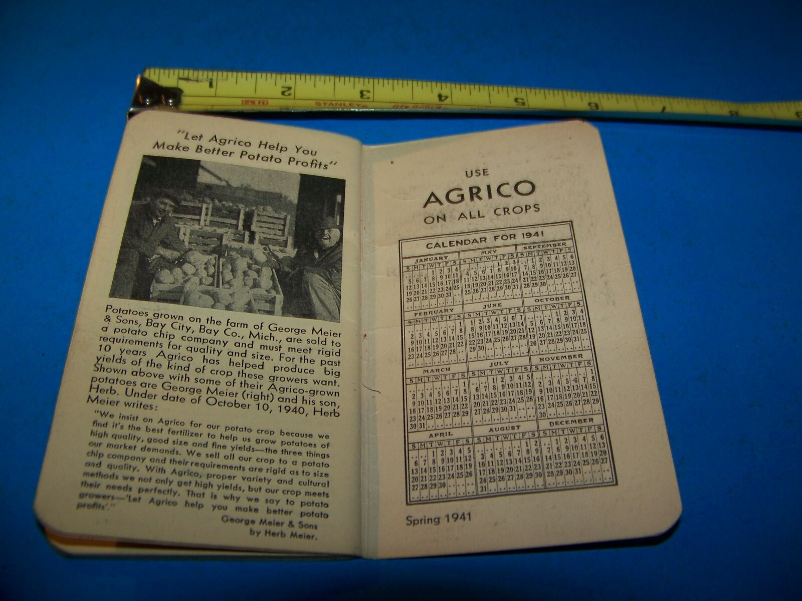 Agrico Fertilizer « Daily Reminder » Memo Booklet Vintage 1941