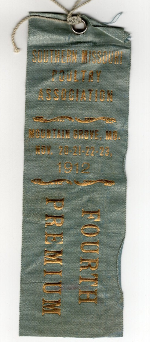 1912 – Southern Missouri Poultry Association Mountain Grove MO Ribbon – XL2Z