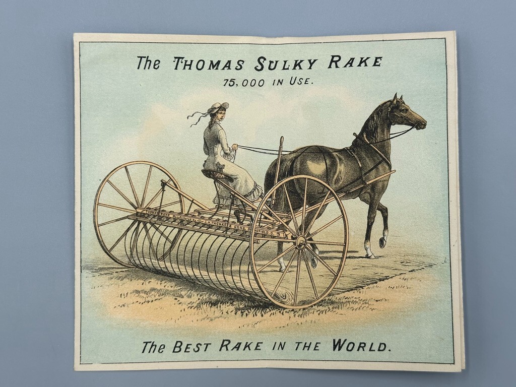 1880s JH THOMAS FARM Machinery ENGINES Advertise Fold Trade Card SPRINGFIELD OH