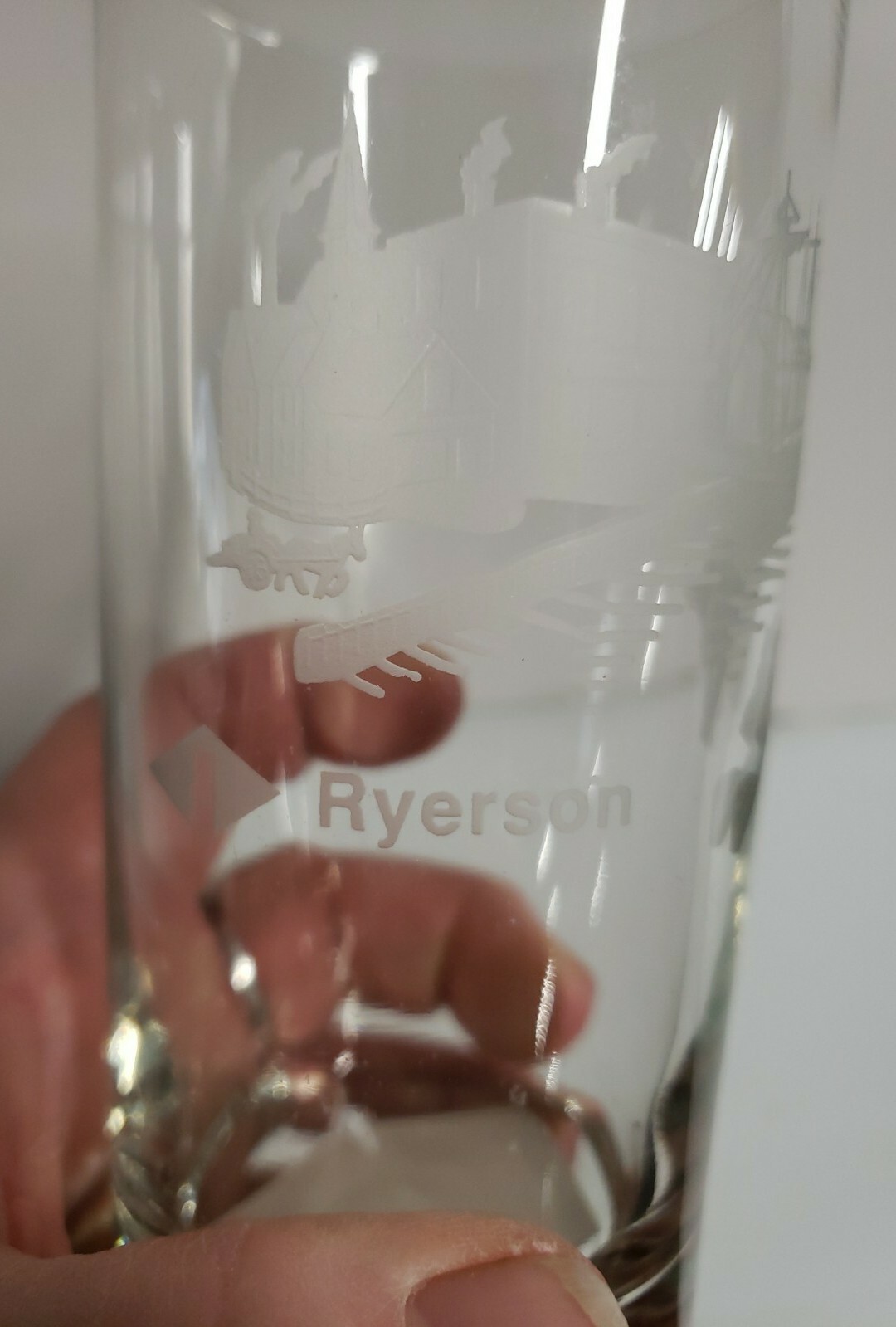 RARE NEW Inland Steel Logo Ryerson Ship, Company Building Etc Acid Etched Glass