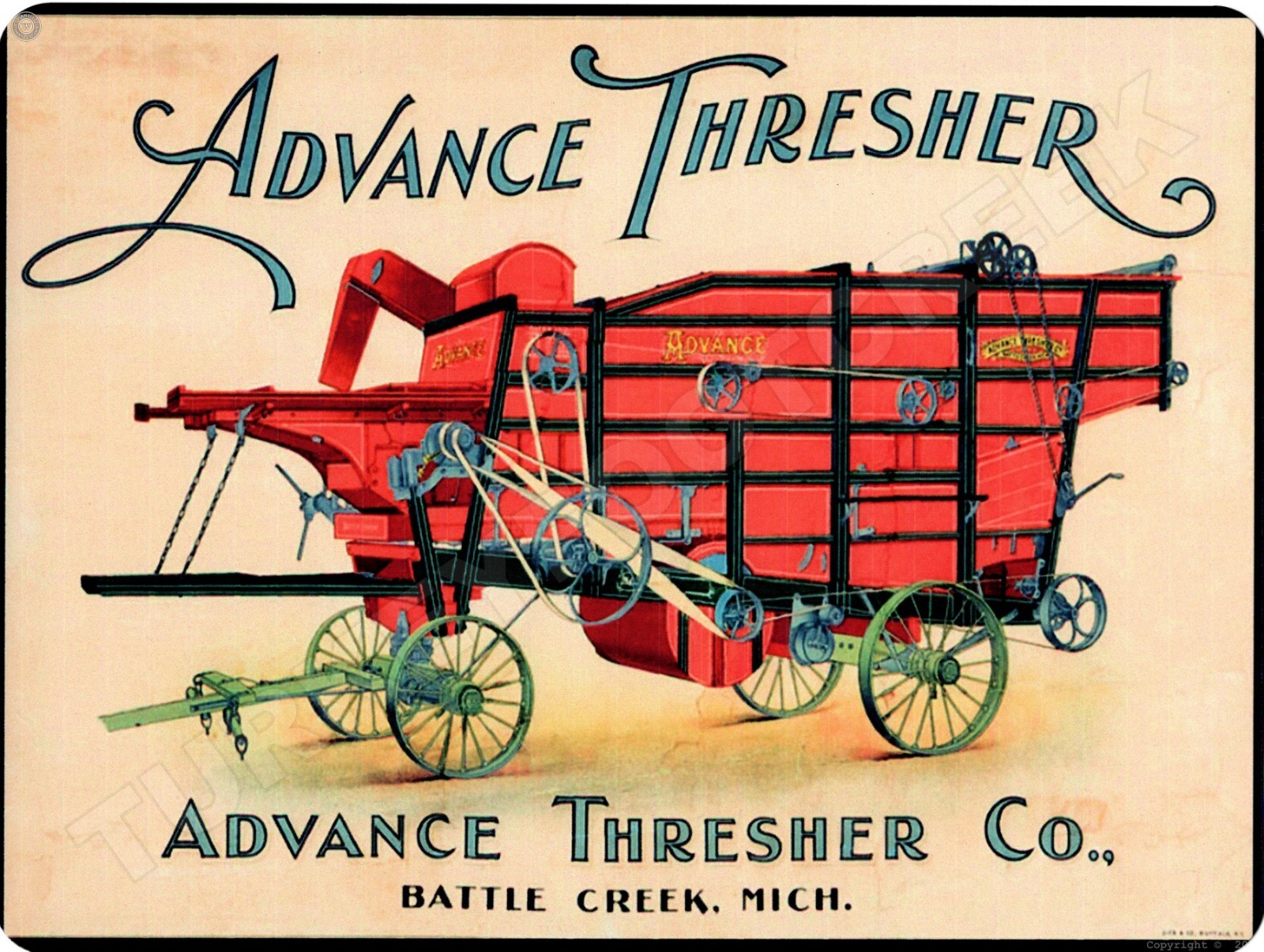 Advance Thresher Co. 9&Prime; x 12&Prime; Metal Sign