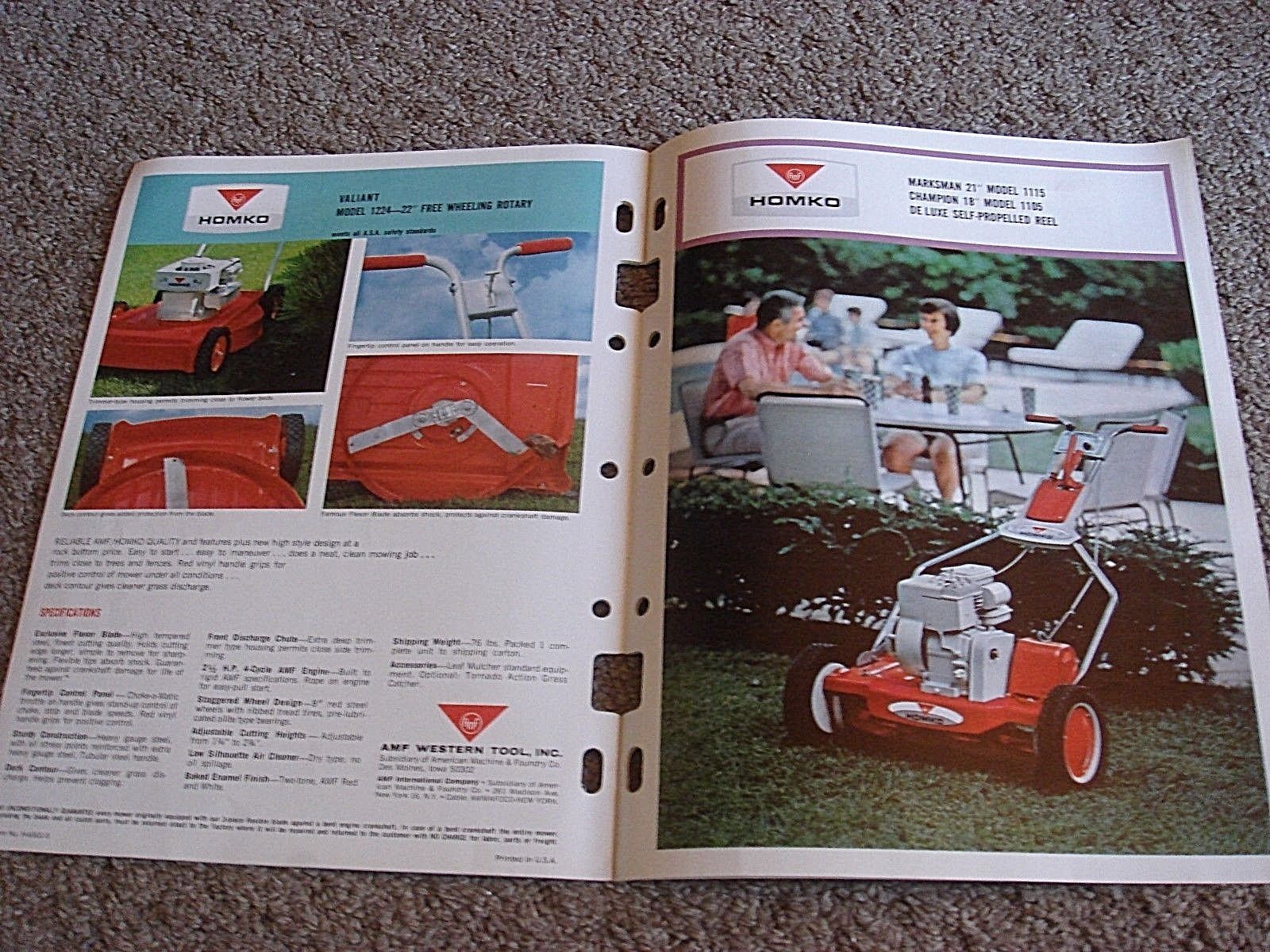 VINTAGE HOMKO 1964-1965 LAWN MOWER TRACTOR TILLER DEALER SALES BROCHURE LOT #3