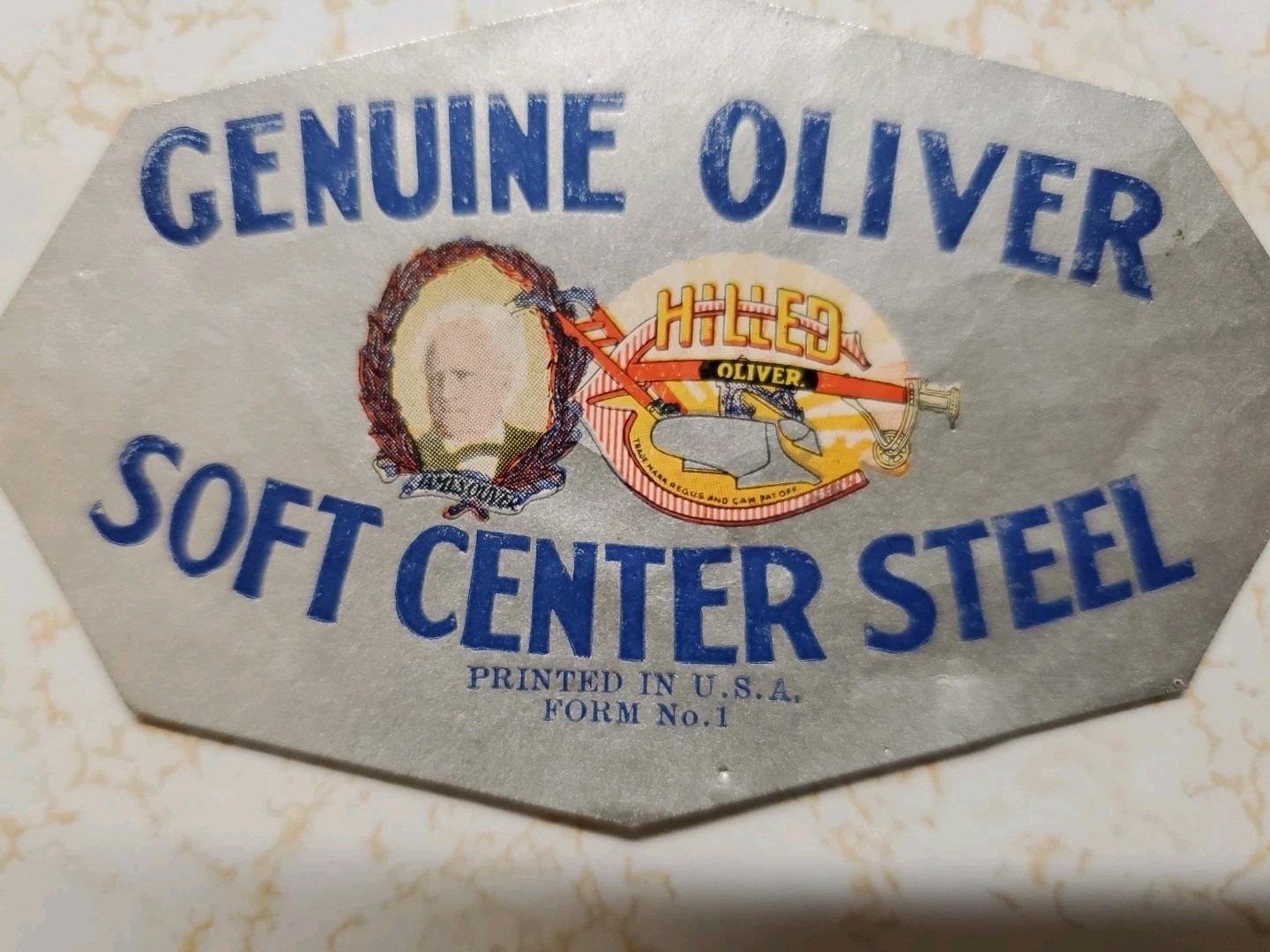 Rare Vintage Hilled Oliver Plows Soft Center Steel Sticker Decal Printed in USA