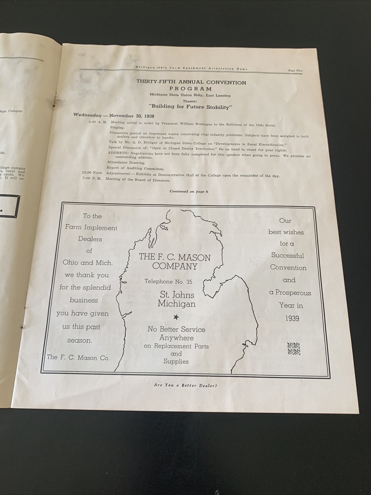 Rare – Michigan Farm Equipment Dealers 1938 Publication Newsletter – Great Ads