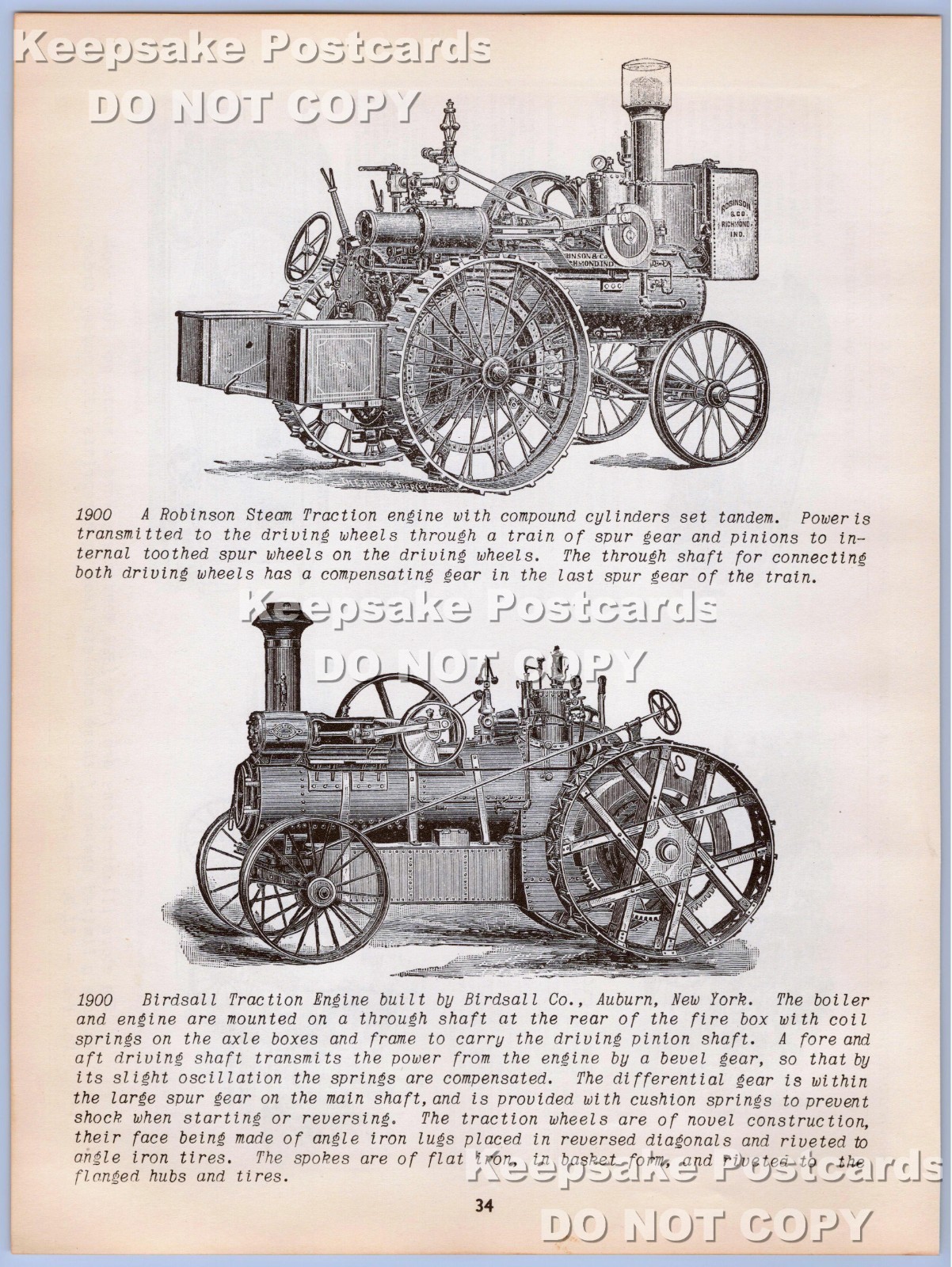 Robinson & Co. and Birdsall Co. IN/NY Steam Traction Engines Vintage Print Ad