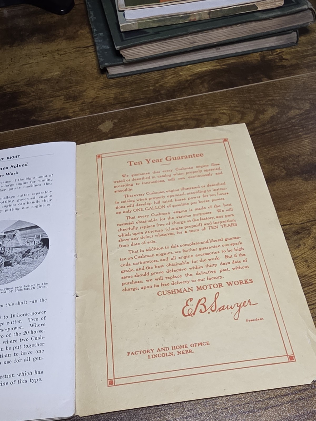 Original 1915 Cushman Motor Works Catalog Brochure Hit Miss Engine Lincoln