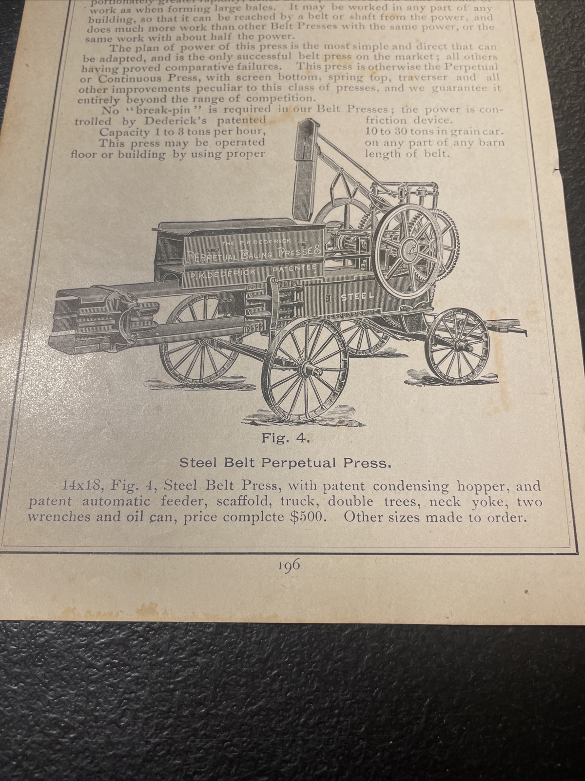 1891 Baldwin – Dederick Bailing Press – Farm Advertising – New Orleans Louisiana