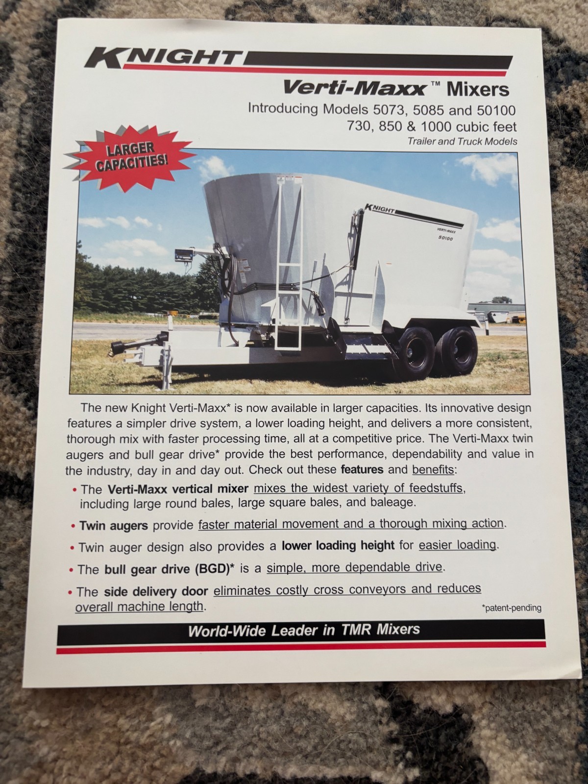 Knight 5073 5085 50100 TMR Mixer Brochure FCCA25