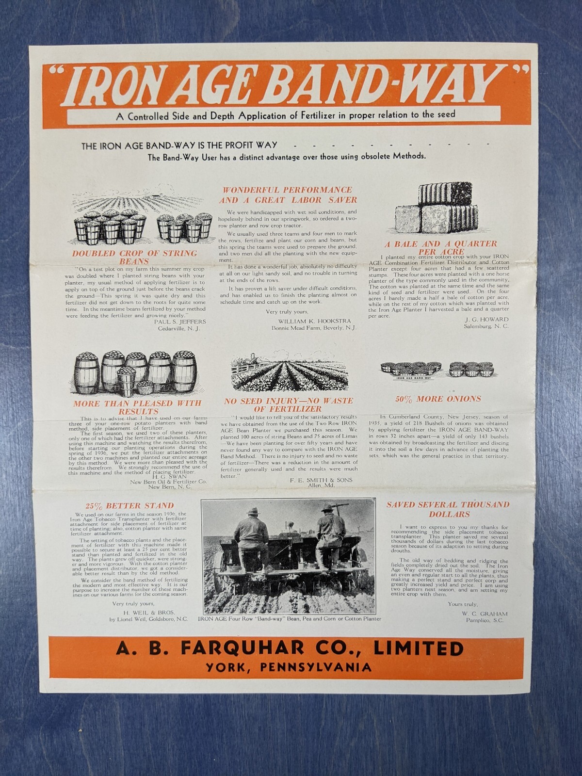 AB Farquhar Iron Age Band-Way Catalog Brochure Early 1900s Farm Planters York PA