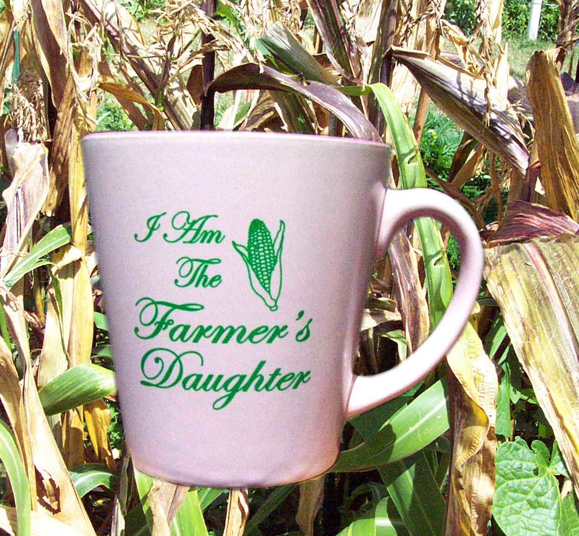 FARMER’S DAUGHTER Pink Ceramic Mug Cup,NEW!