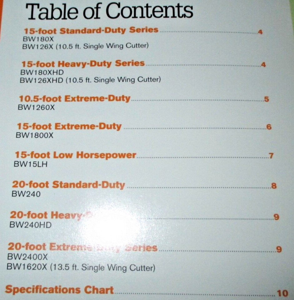 *Woods Batwing Cutters / Mowers Sales Brochure Models BW180X thru BW2400X 2013