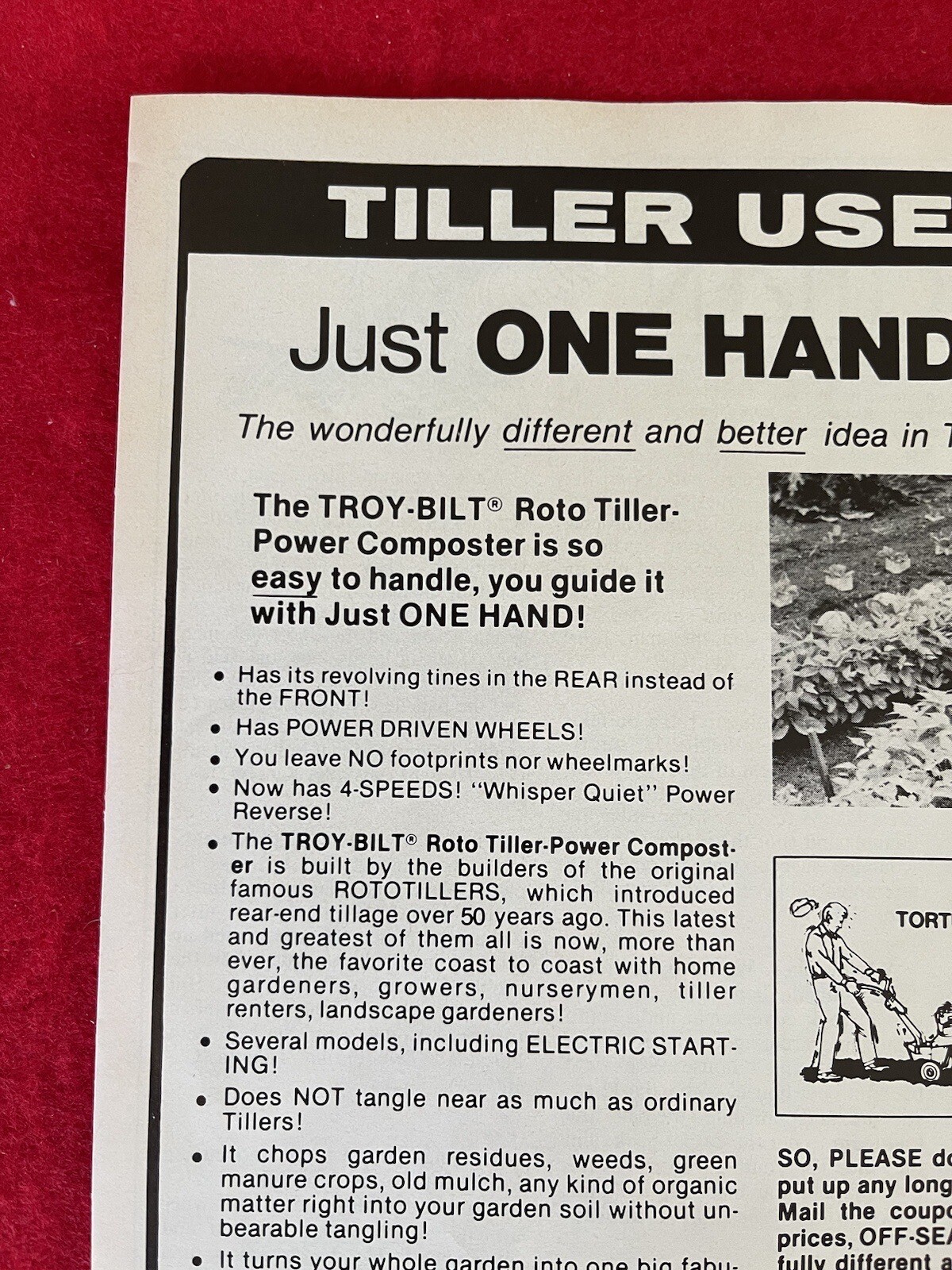 Vintage 1987 Troy Bilt Roto Tiller Print Ad