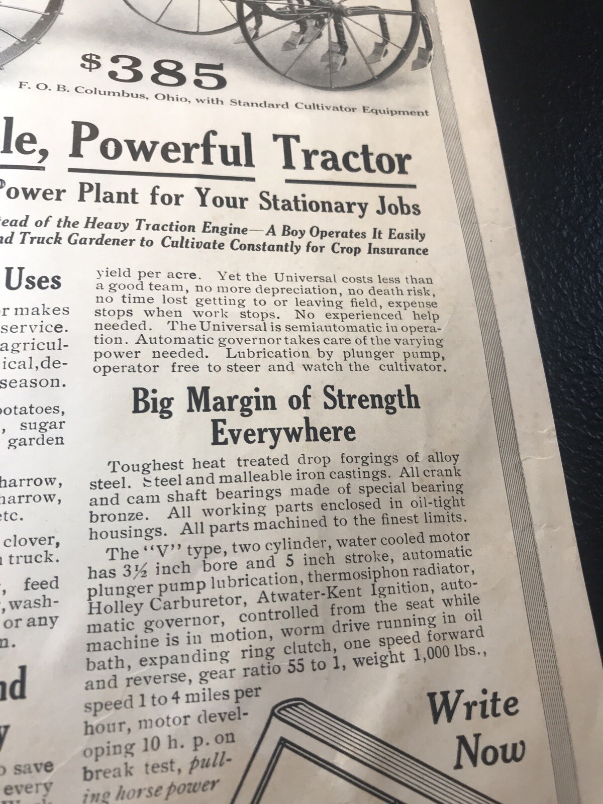 1914 Universal Tractor Motor Cultivator – Columbus – Ohio – Farm Advertising