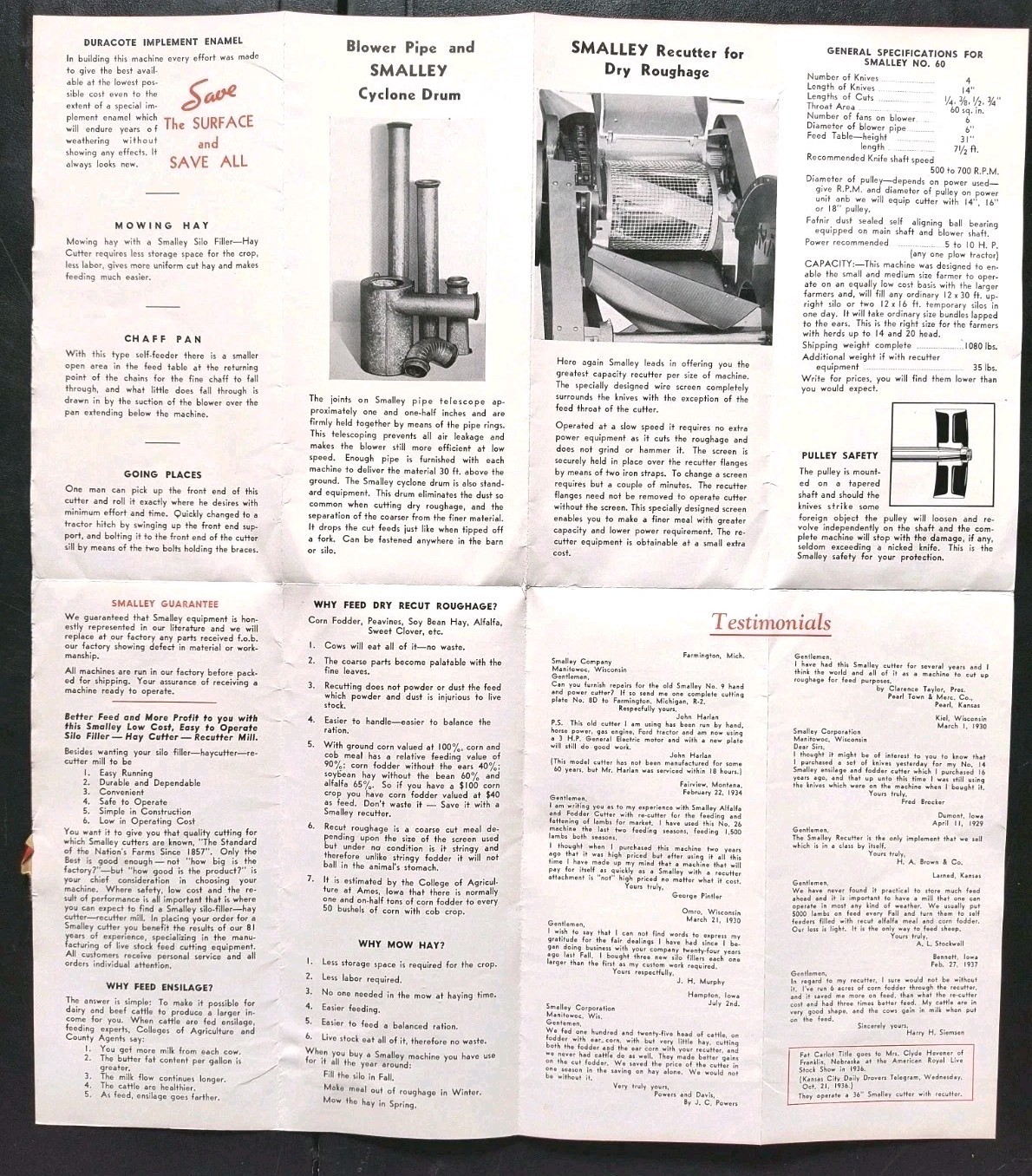1930s Smalley Farm Tractor Equipment Sales Brochure Advertising Flyer Poster