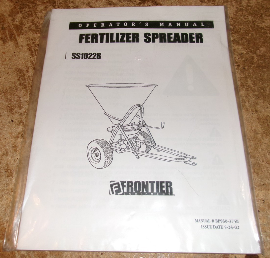 2002 SS1022B frontier fertilizer spreader operators manual new