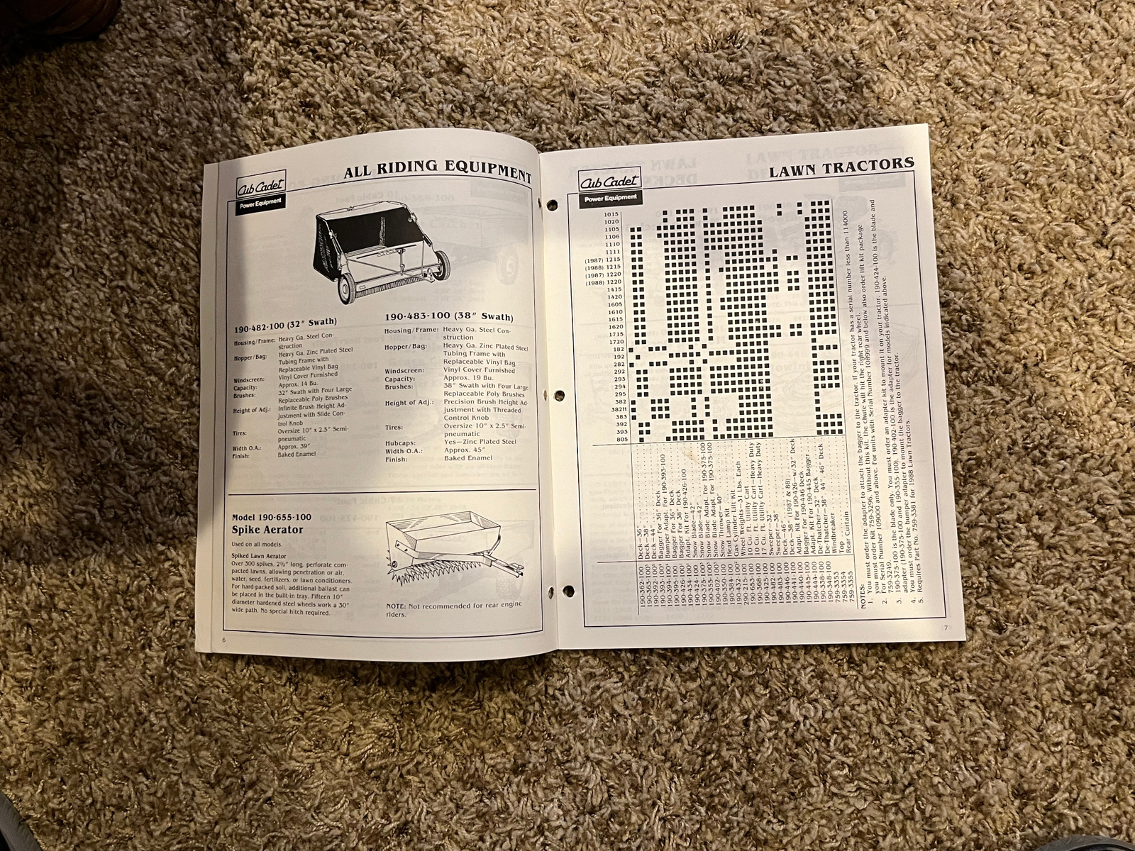 1987 CUB CADET ATTACHMENT GUIDE RIDERS, LAWN TRACTORS & GARDEN TRACTORS