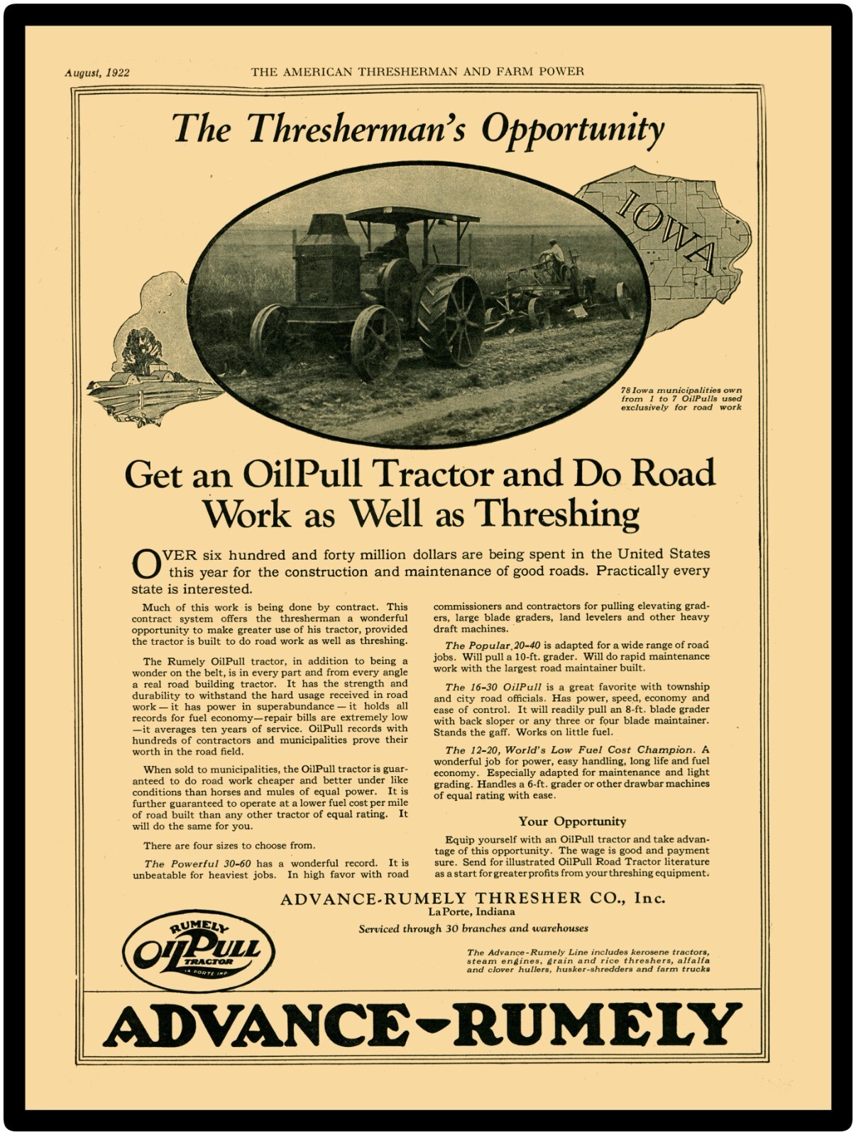 Advance Rumely Oil Pull Tractors NEW Metal Sign 24&Prime;x30&Prime; USA STEEL XL Size