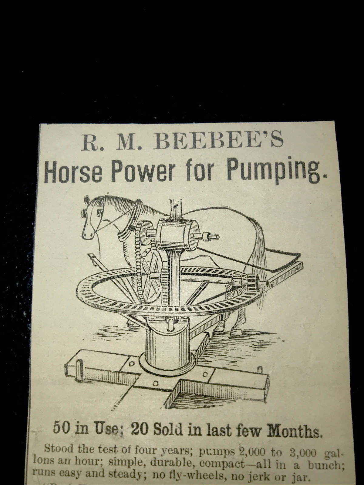 1883 Beebee’s Horse Power Pumping Farm Advertising – Gridley – California
