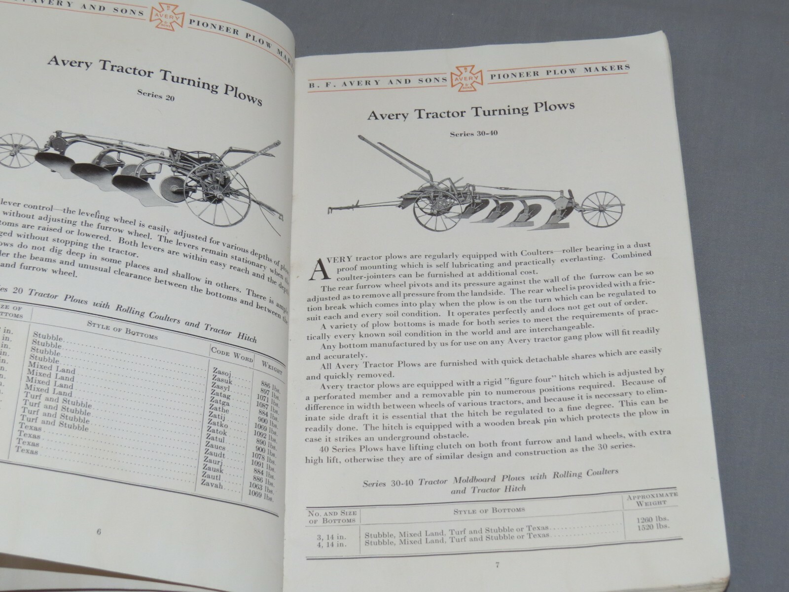 Vintage BF Avery Plows Implements GENERAL Catalog Color Plates 90pgs 32