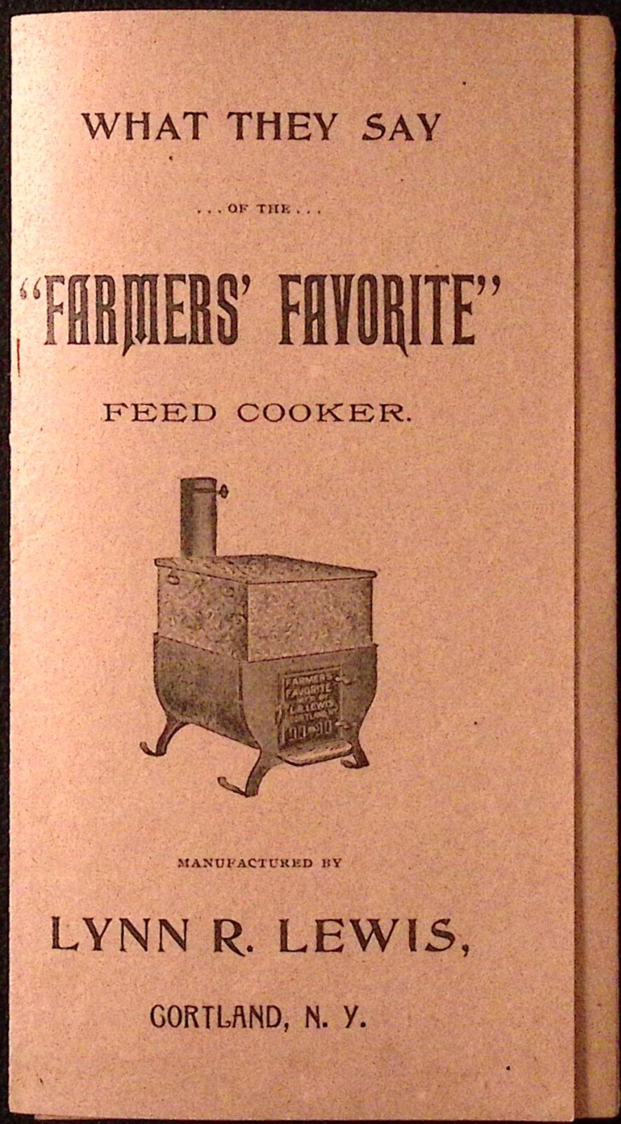 Farmers Favorite Feed Cooker Testimonial Brochure c1920s Cortland NY 3.25 x 6&Prime;