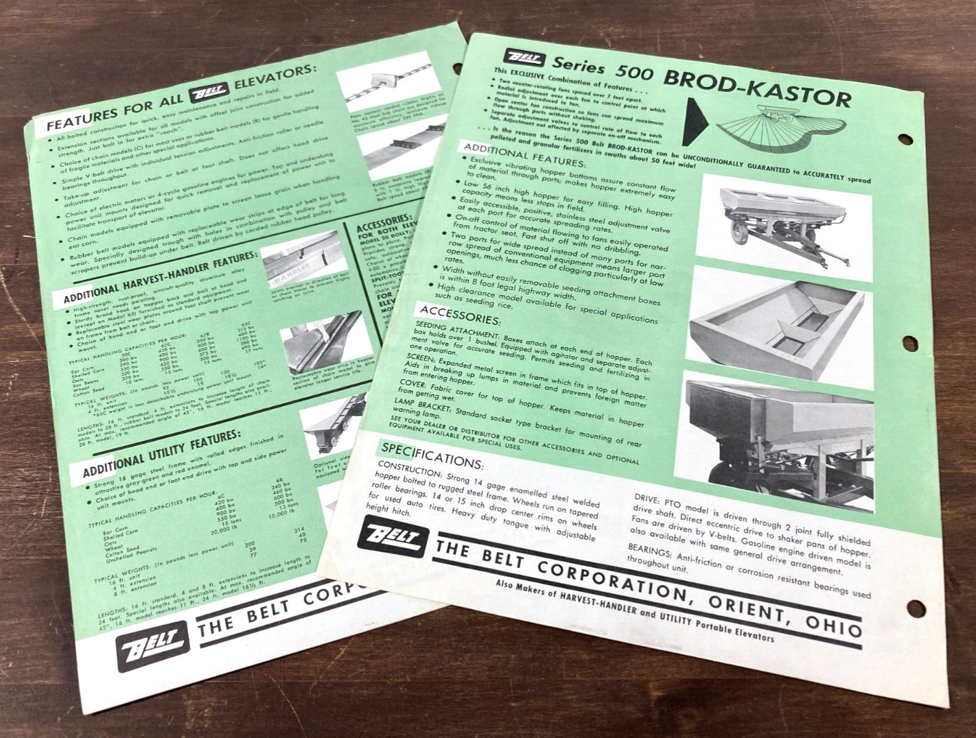 Belt Corporation Harvest Handler & Brod-Kastor 1960&rsquo;s Brochure Lot Orient Ohio