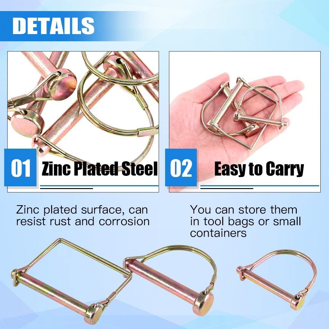 20Pcs Heavy Duty PTO Pin Assortment Kit for Farm Trailers Wagons Lawn Garden