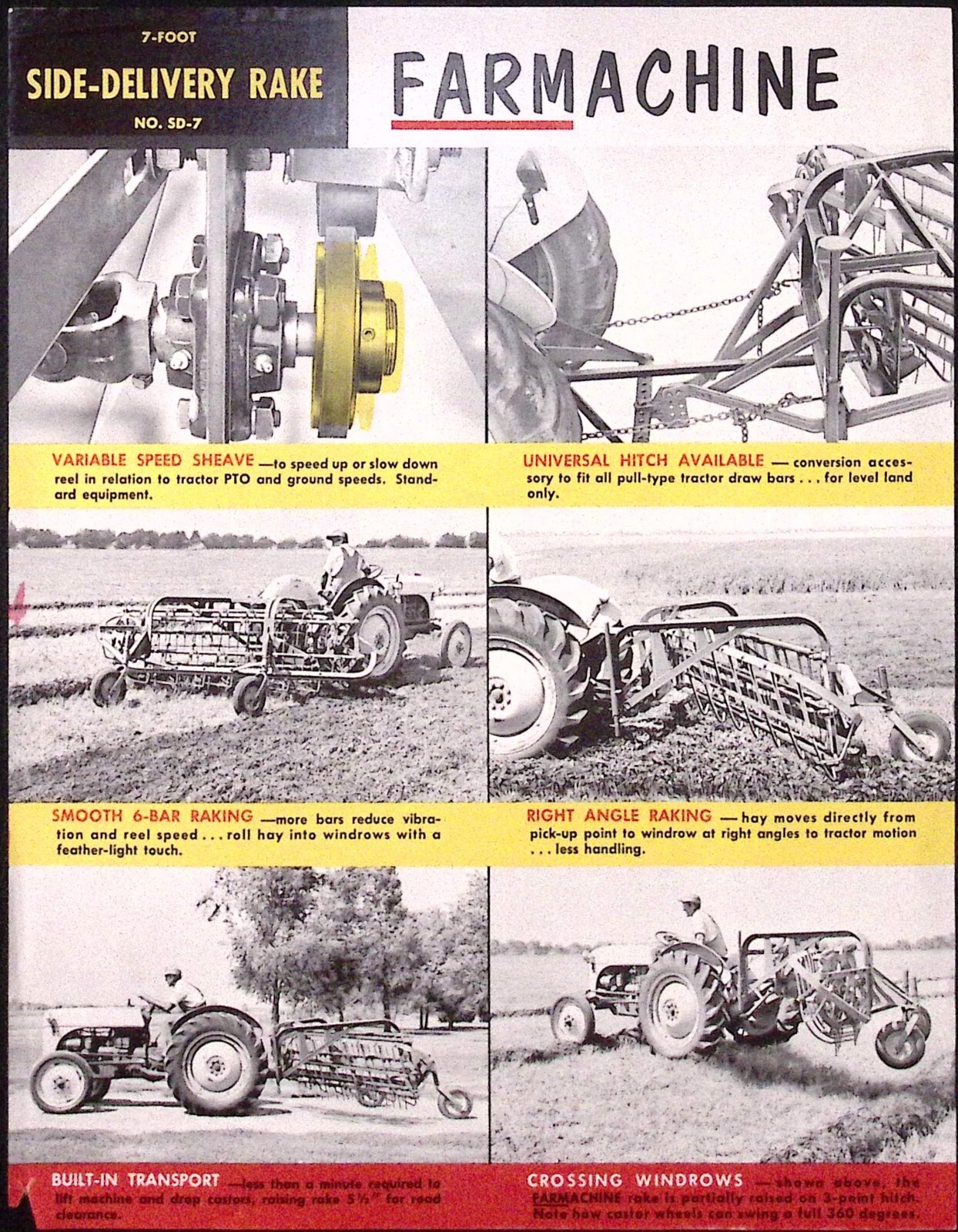 1954 Farmachine Side Delivery Rake Brochure Gate City Steel Boise ID