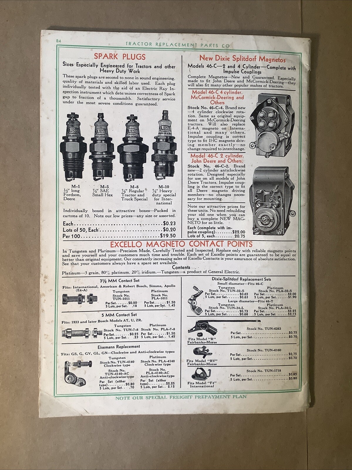 1937 Catalog Tractor Replacement Parts Company Chicago 378-X INV-P0518