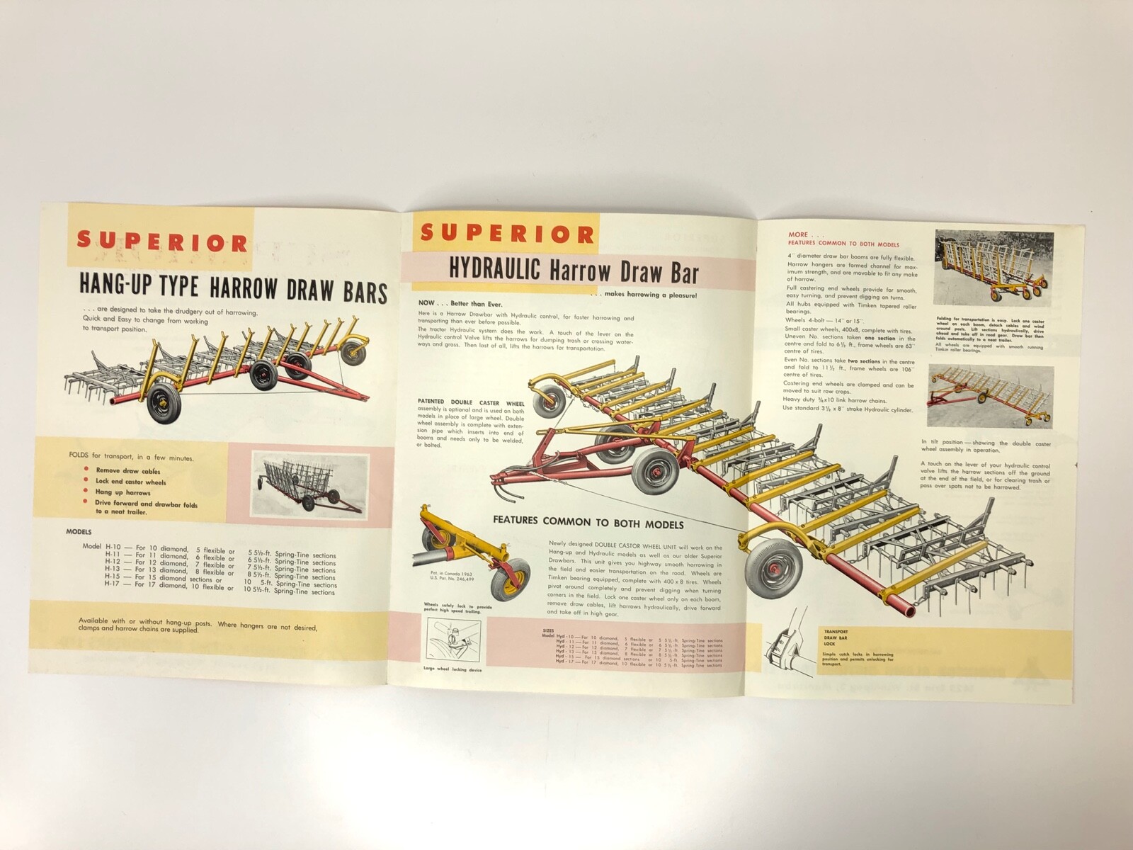 2 Superior Harrow Drawbars & Coil Spring Harrow Sections Dealer Brochure 1960s